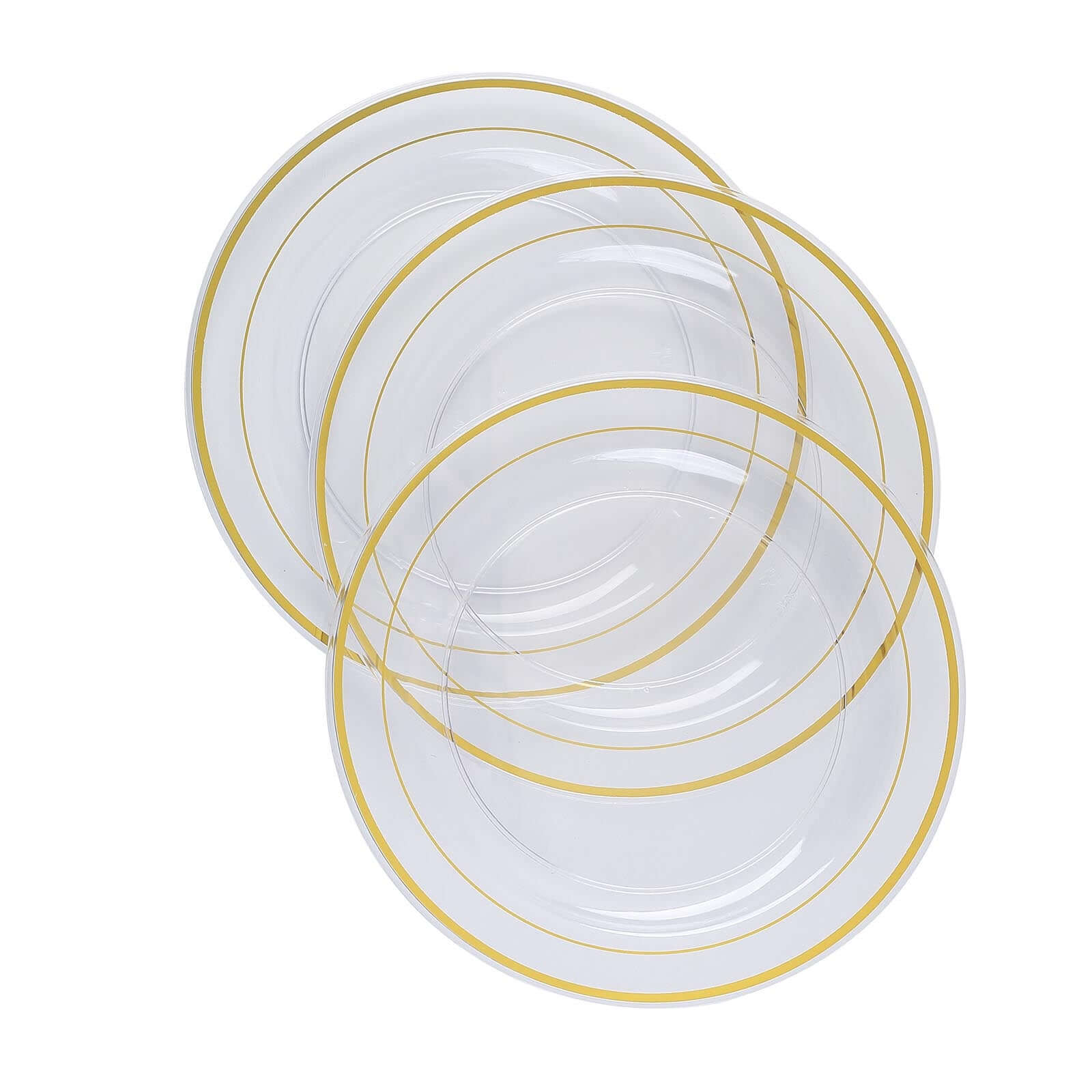 10-Pack Plastic Dessert Plates Clear with Très Chic Gold Rim - Disposable Plates for Parties 8