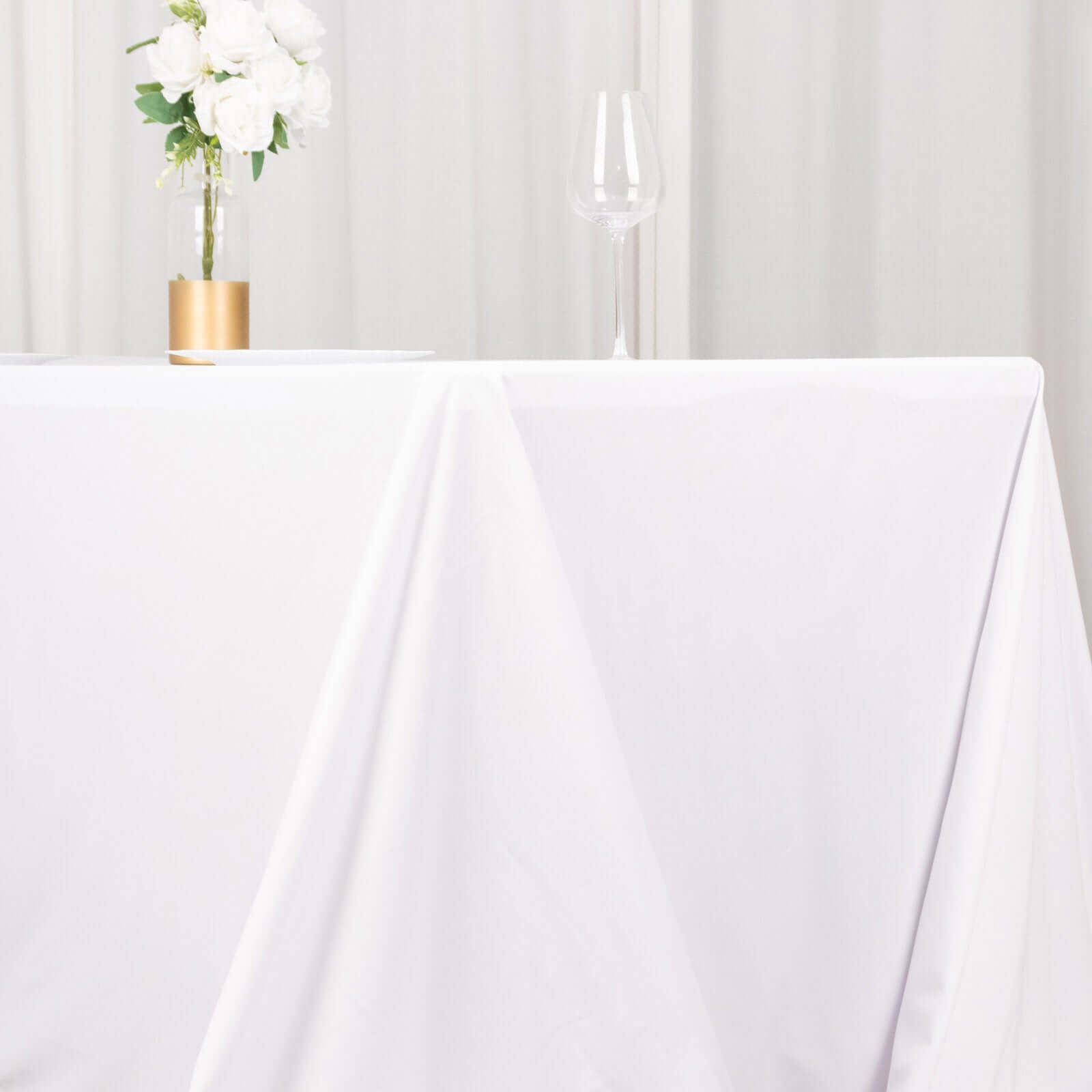 Premium Scuba Rectangular 90x156 Tablecloth White - Wrinkle Free, Stain Resistant & Seamless Table Cover for Weddings and Parties