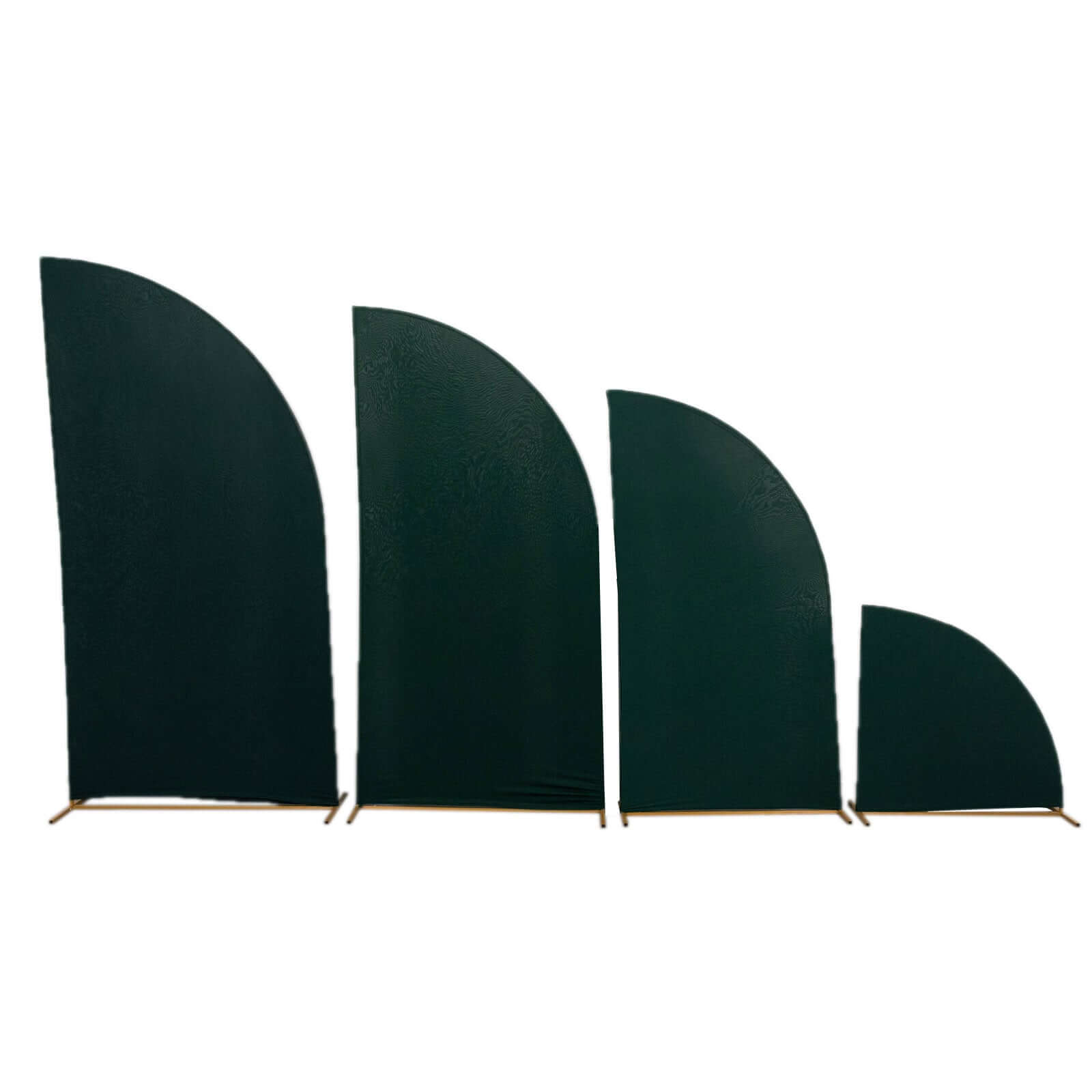 Set of 4 Matte Hunter Emerald Green Spandex Half Moon Chiara Backdrop Stand Covers, Custom Fitted Wedding Arch Covers - 2.5ft,5ft,6ft,7ft