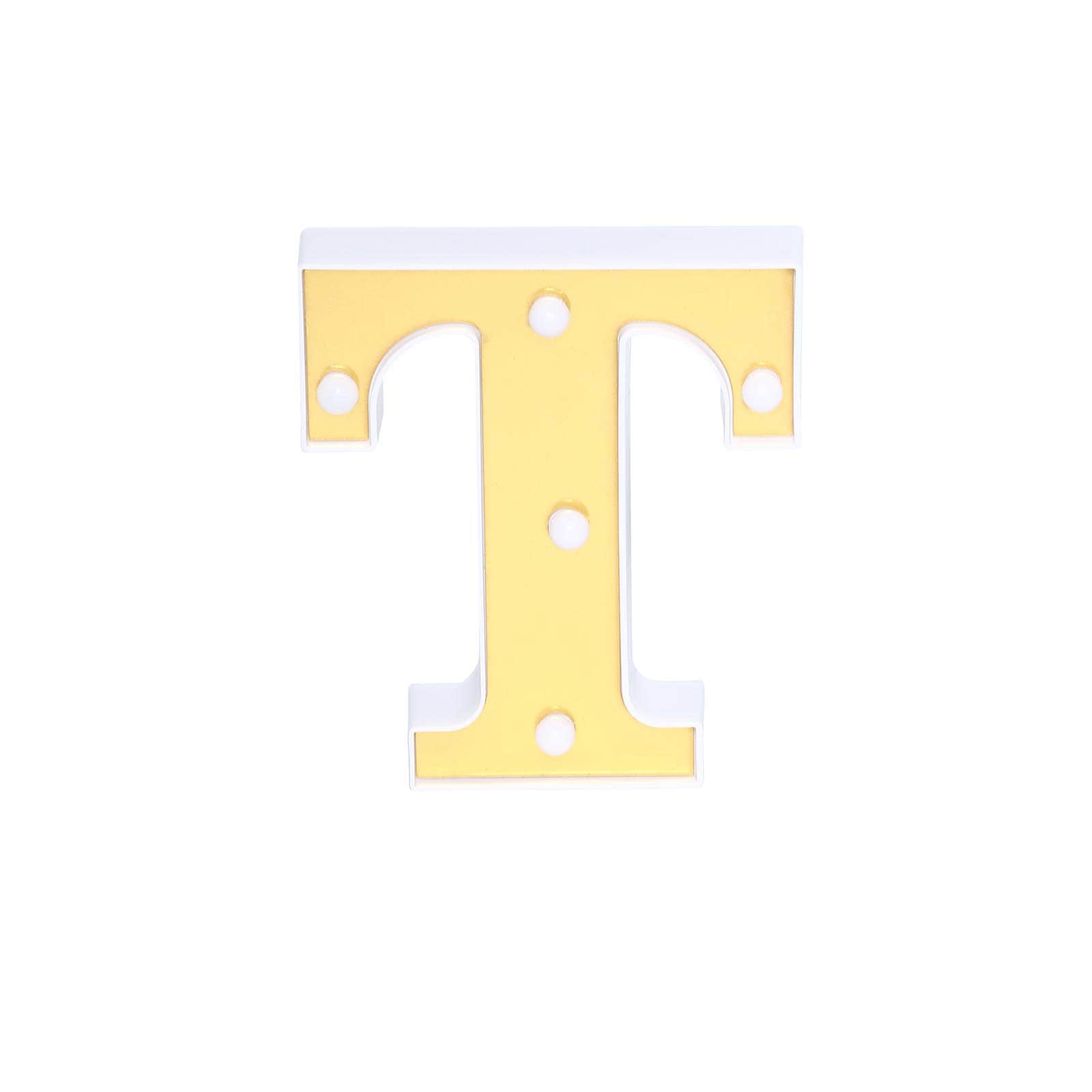 3D Marquee Letter T Warm White 5 LED Lights Gold - Chic Light-Up Decor for Events 6