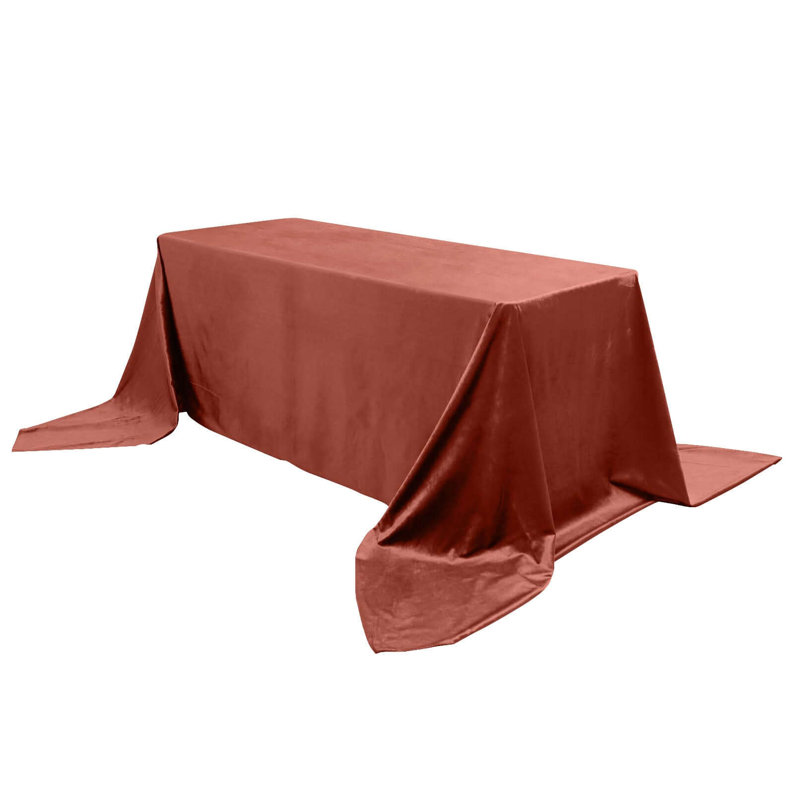 Premium Velvet 90x156 Rectangle Tablecloth Terracotta (Rust) - Reusable Soft & Seamless Table Cover