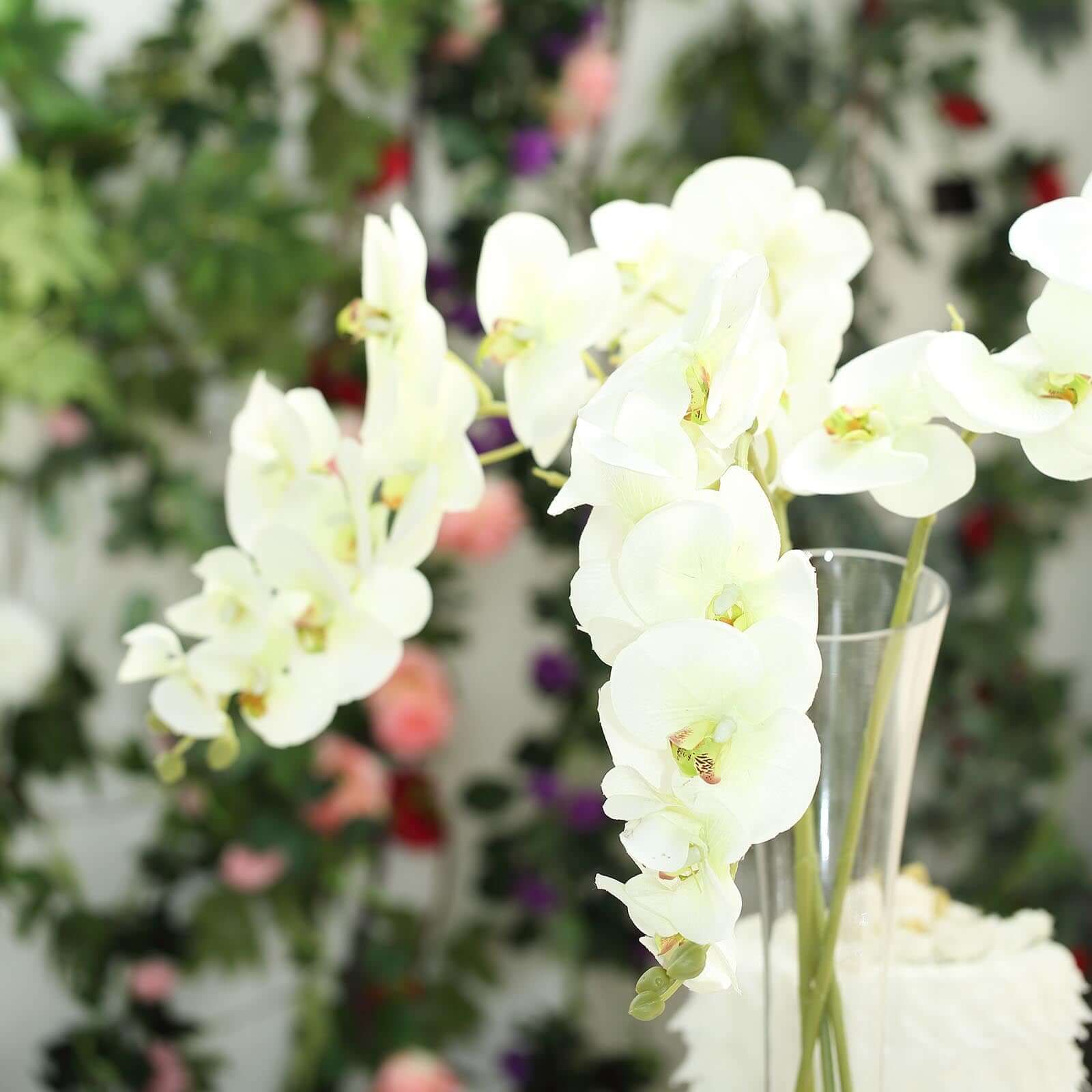 2 Stems 40 Tall Cream Artificial Silk Orchid Flower Bouquets