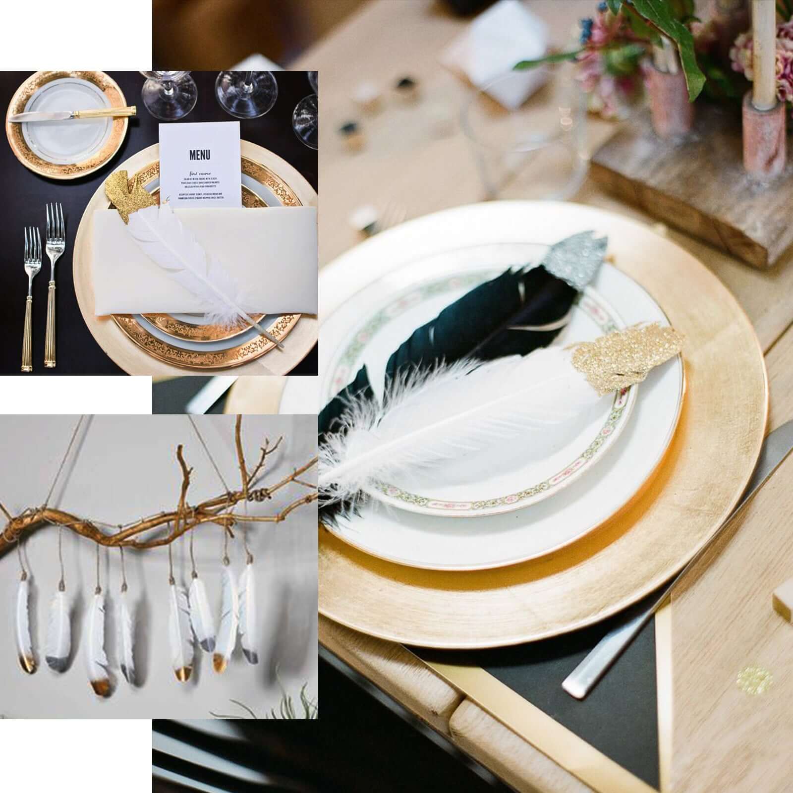 30-Pack Goose Feathers Craft Feathers Metallic Gold Tip Dual Tone Mint White - Decorative Feathers for DIY Projects