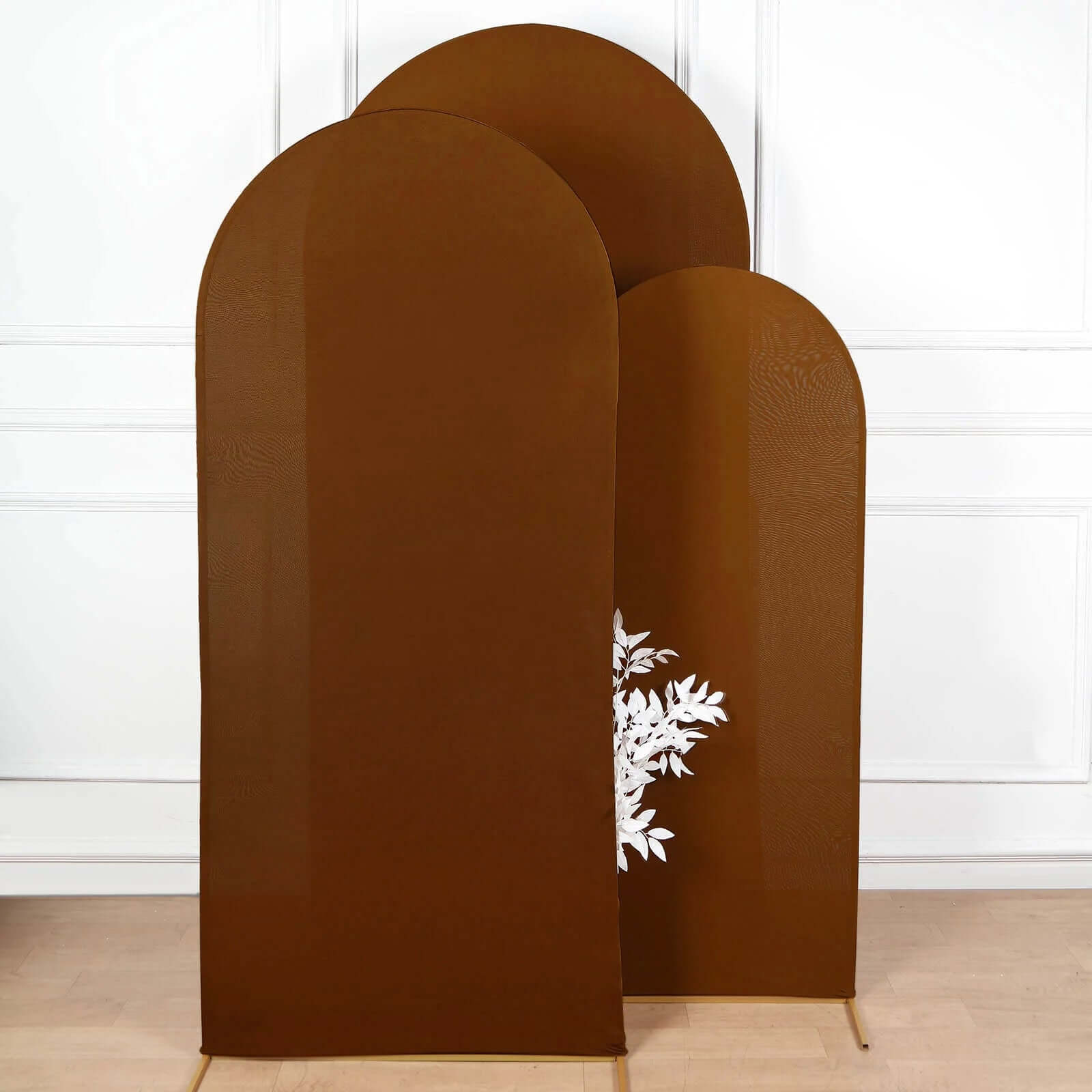 6ft Cinnamon Brown Spandex Fitted Chiara Backdrop Stand Cover For Round Top Wedding Arch