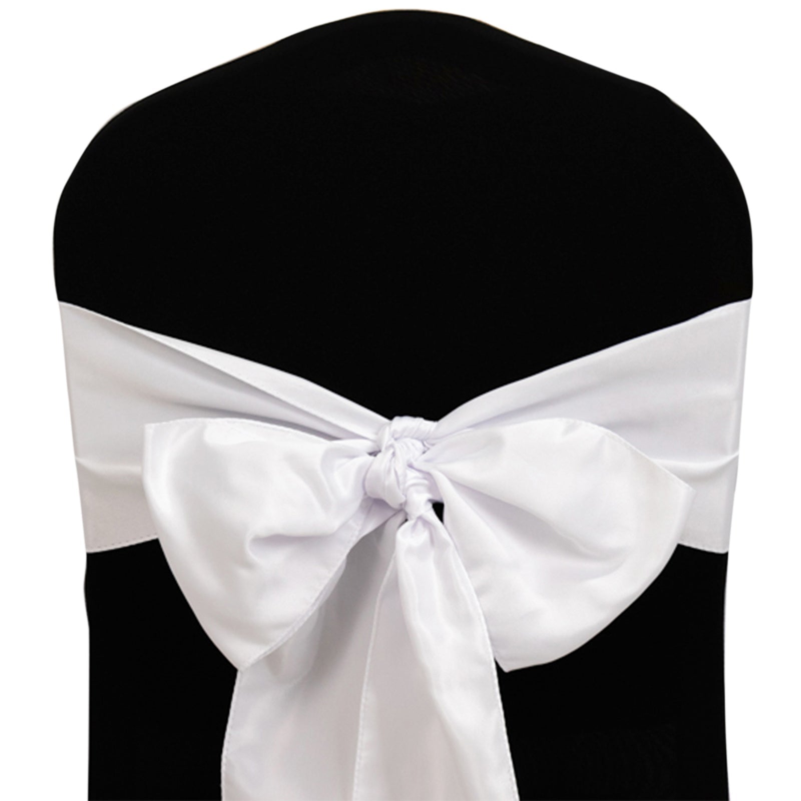 5 Pack Lamour Satin 6x106 Chair Sashes White - Stylish Reusable Decorative Bows for Weddings & Gatherings