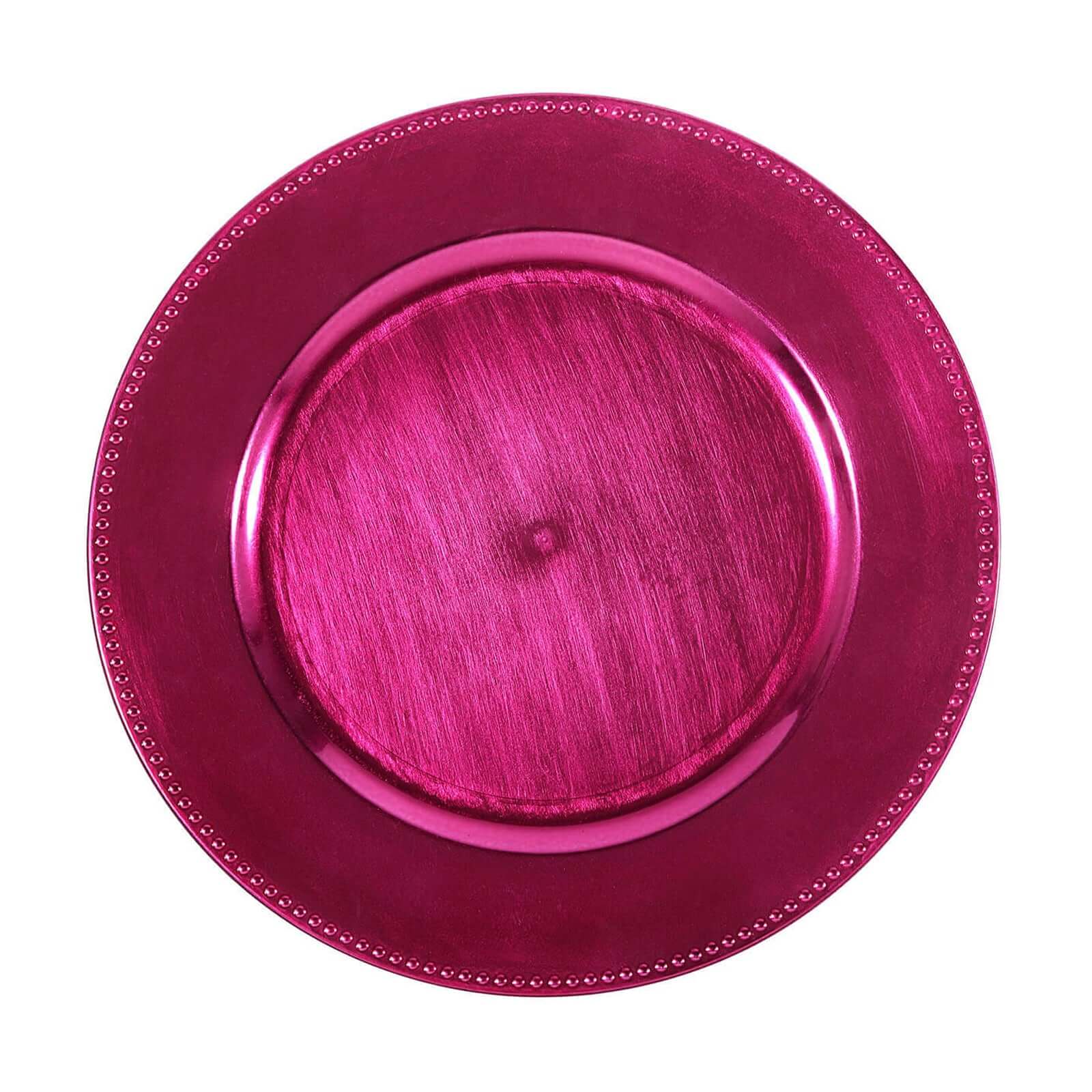 6-Pack Acrylic Round Charger Plates 13 in Hot Pink with Beaded Rim, Dinner Charger Event Tabletop Decor