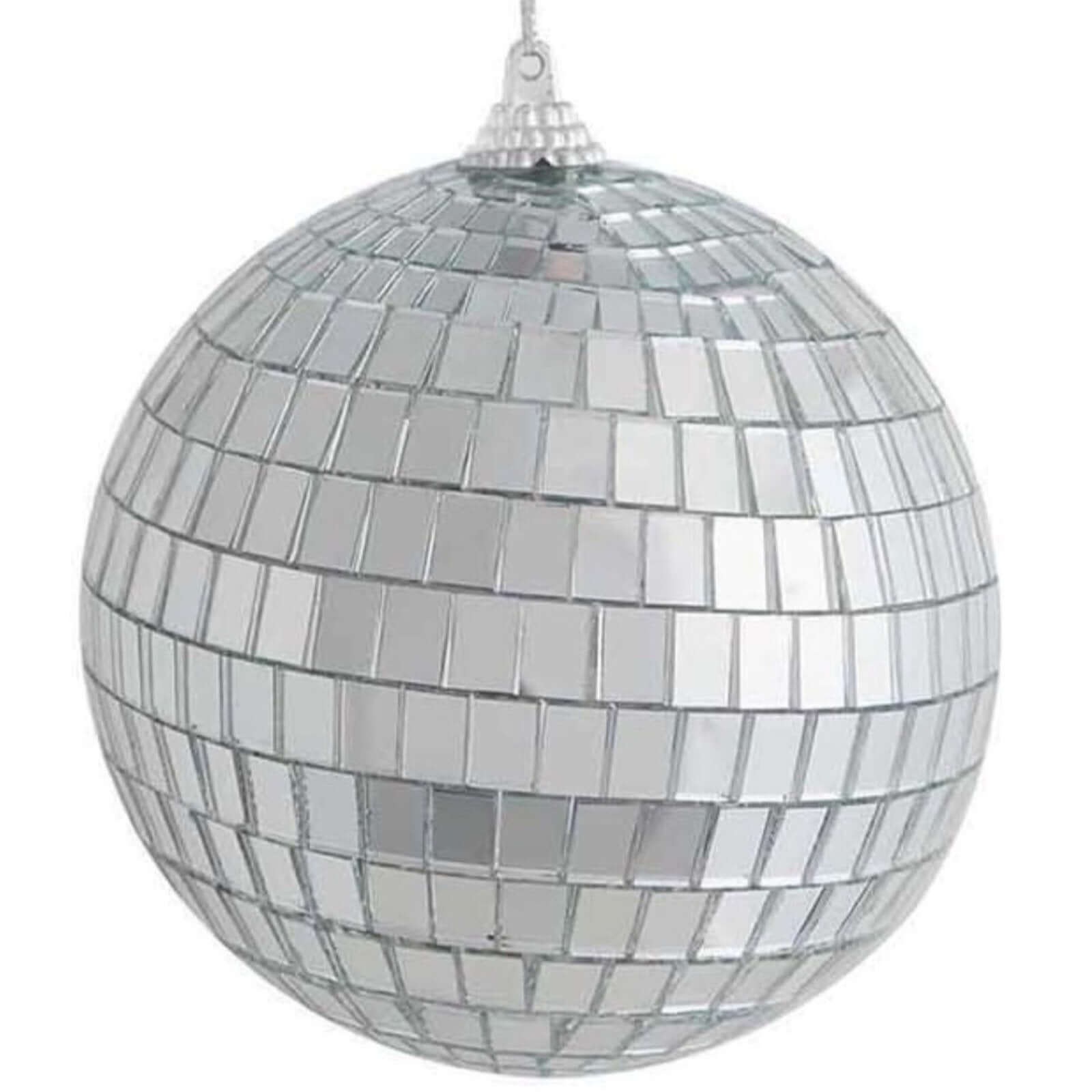 6 Pack 2 Silver Foam Disco Mirror Ball With Hanging Strings, Holiday Christmas Ornaments