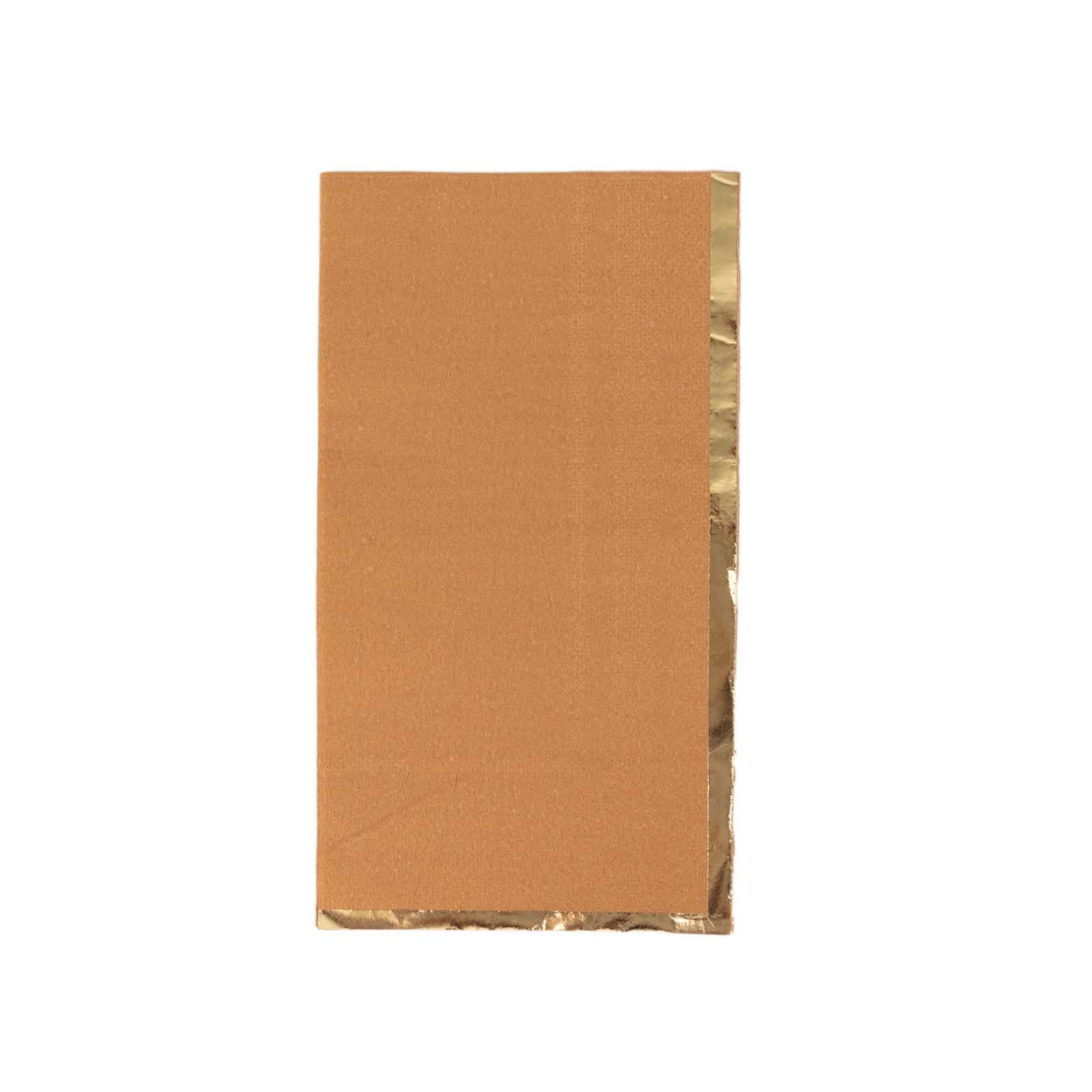 50-Pack Paper Dinner Napkins Terracotta with Gold Foil Edge 2 Ply - Stylish Disposable Napkins