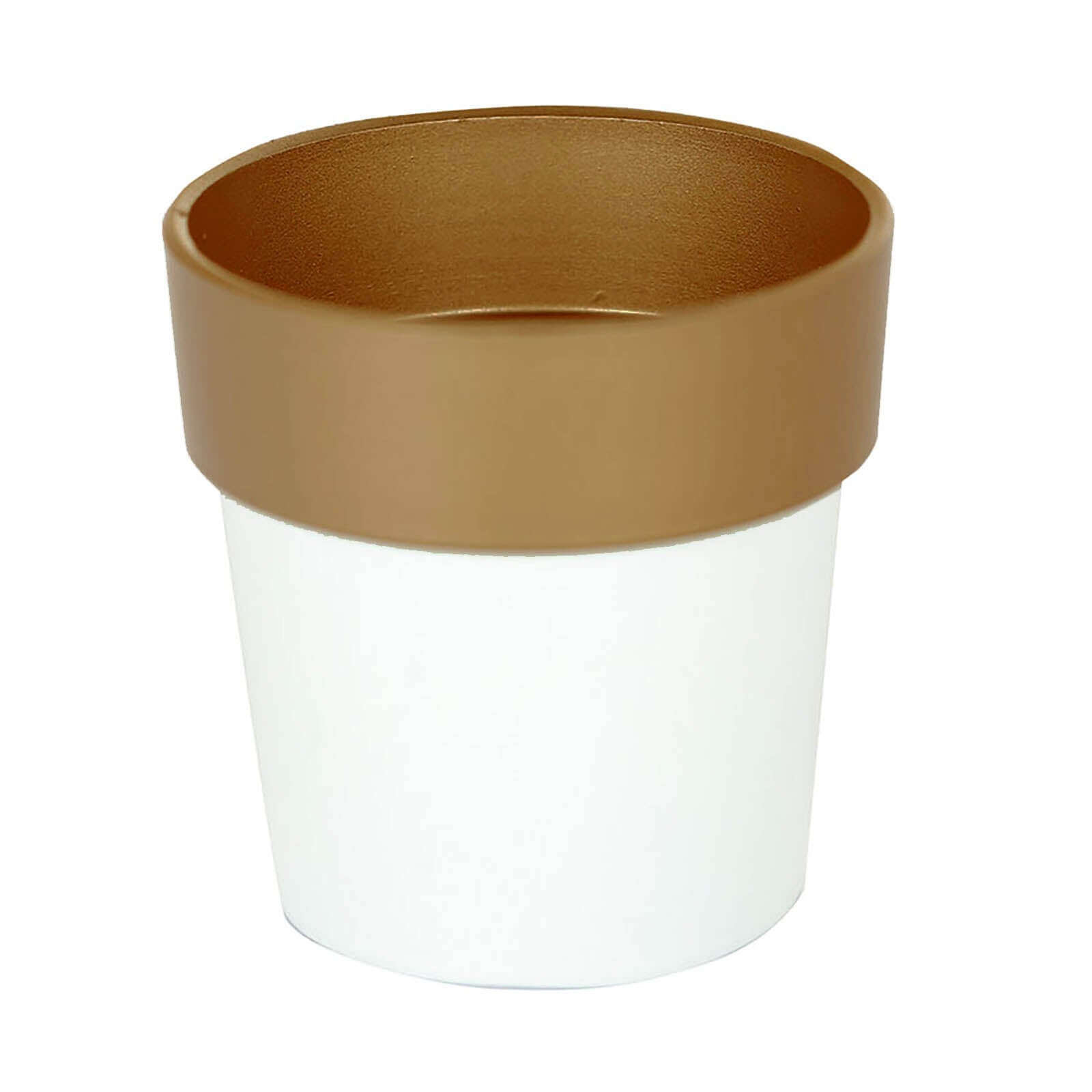 3-Pack Flower Plant Pots Small Design White with Gold Rim - Plastic Indoor Decorative Planters 3