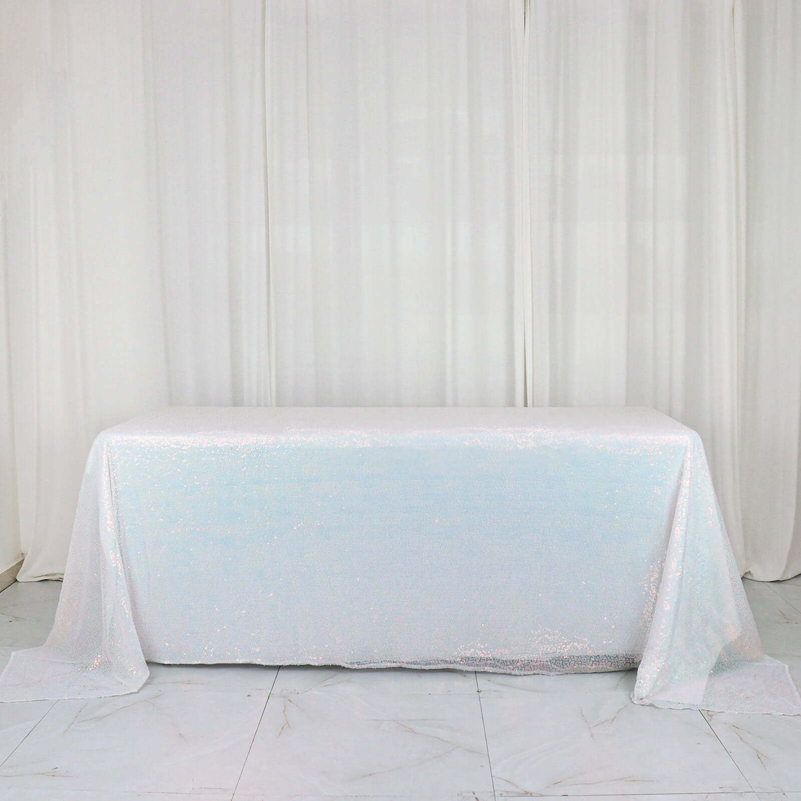 Sequin 90x132 Rectangle Tablecloth Iridescent Blue - Seamless Sparkly Table Cover