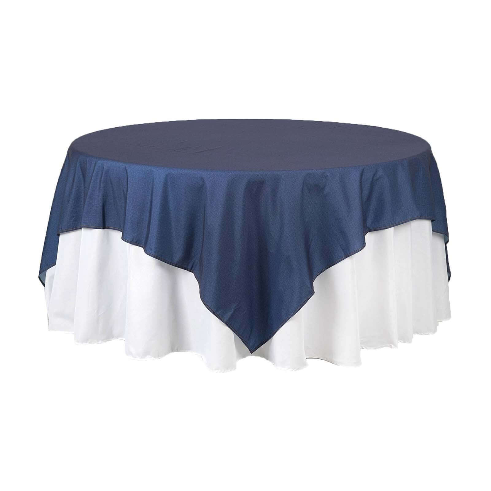 Polyester 85x85 Table Overlay Dark Blue - Faux Denim Table Topper