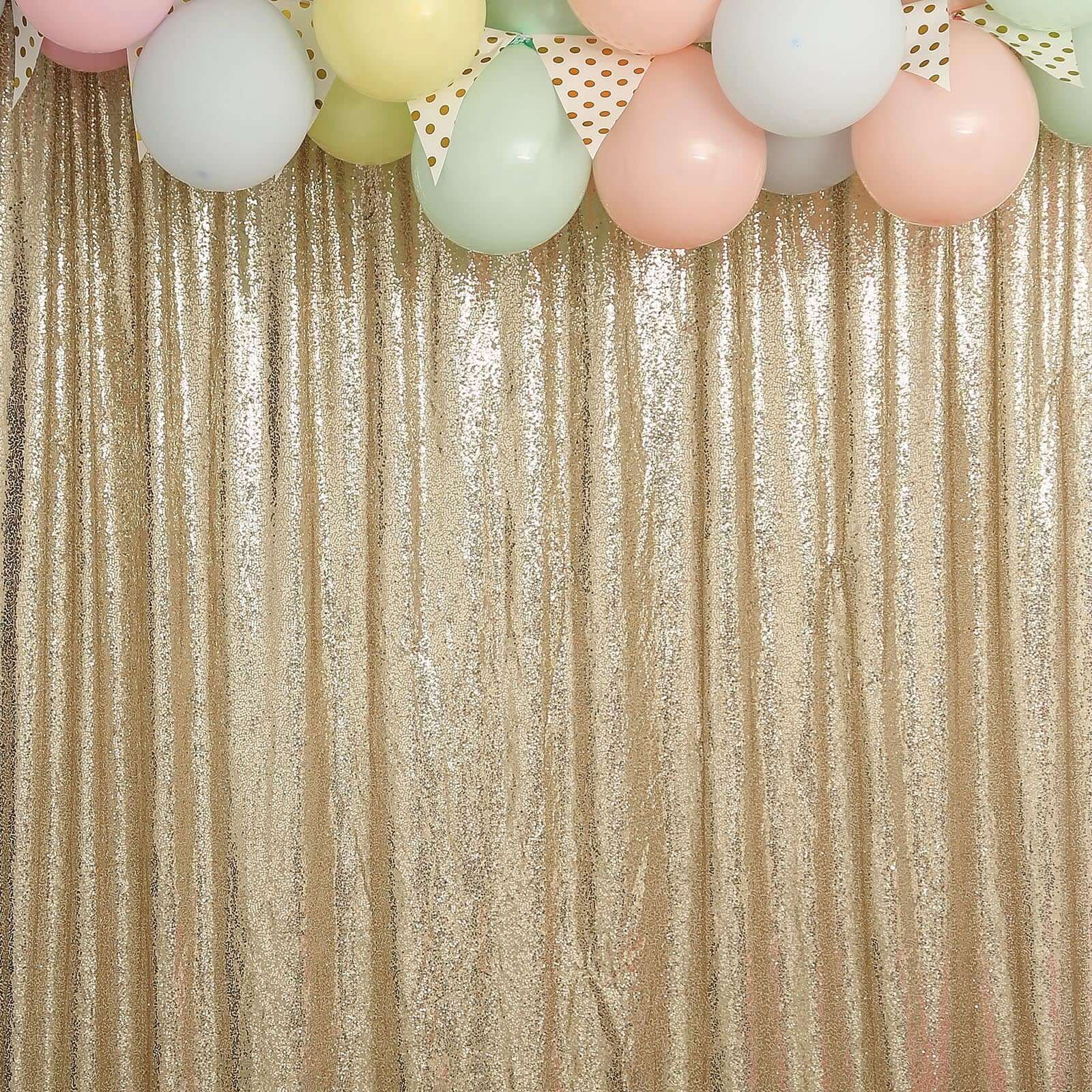 8ftx8ft Champagne Sequin Event Curtain Drapes, Backdrop Event Panel