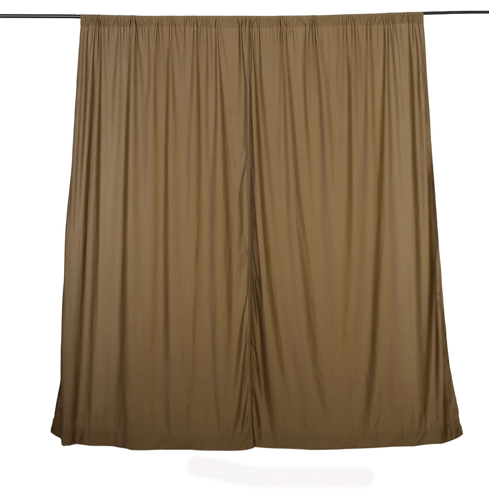 2 Pack Taupe Scuba Polyester Event Curtain Drapes, Durable Flame Resistant Backdrop Event Panels Wrinkle Free with Rod Pockets - 10ftx10ft