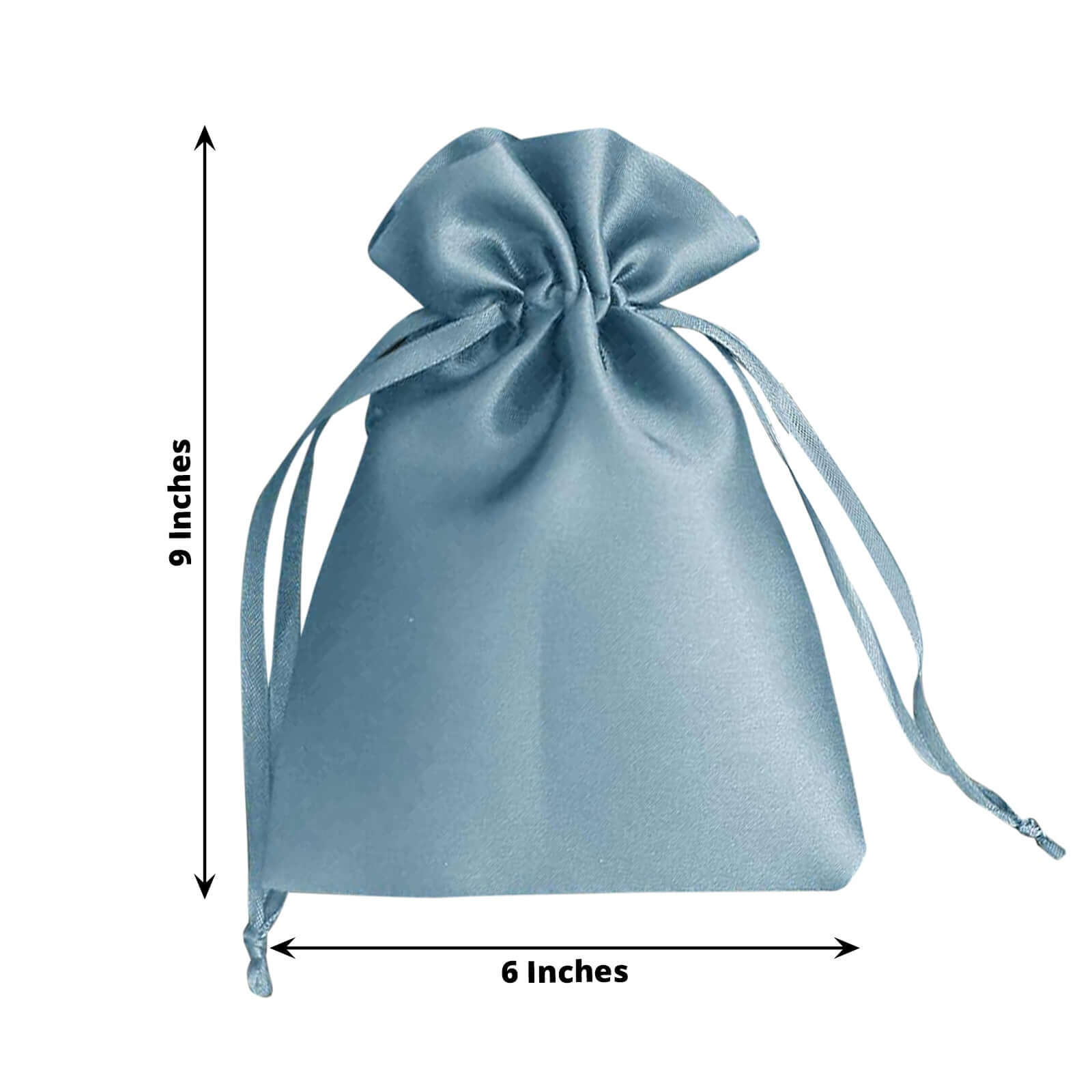 12 Pack 6x9 Dusty Blue Satin Wedding Party Favor Bags, Drawstring Pouch Gift Bags