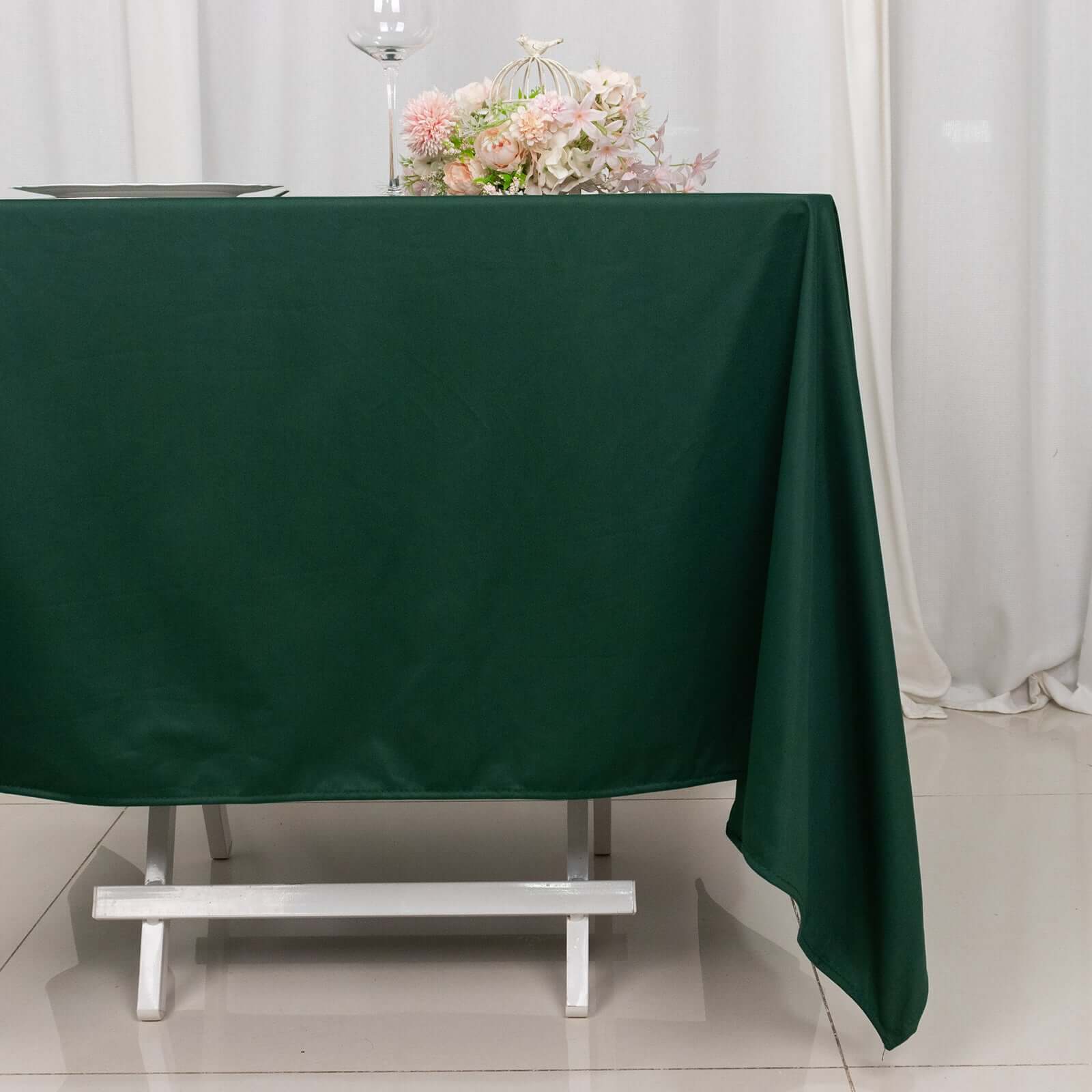 Premium Scuba Square 70x70 Tablecloth Hunter Emerald Green - Wrinkle Free & Stain Resistant Table Cover