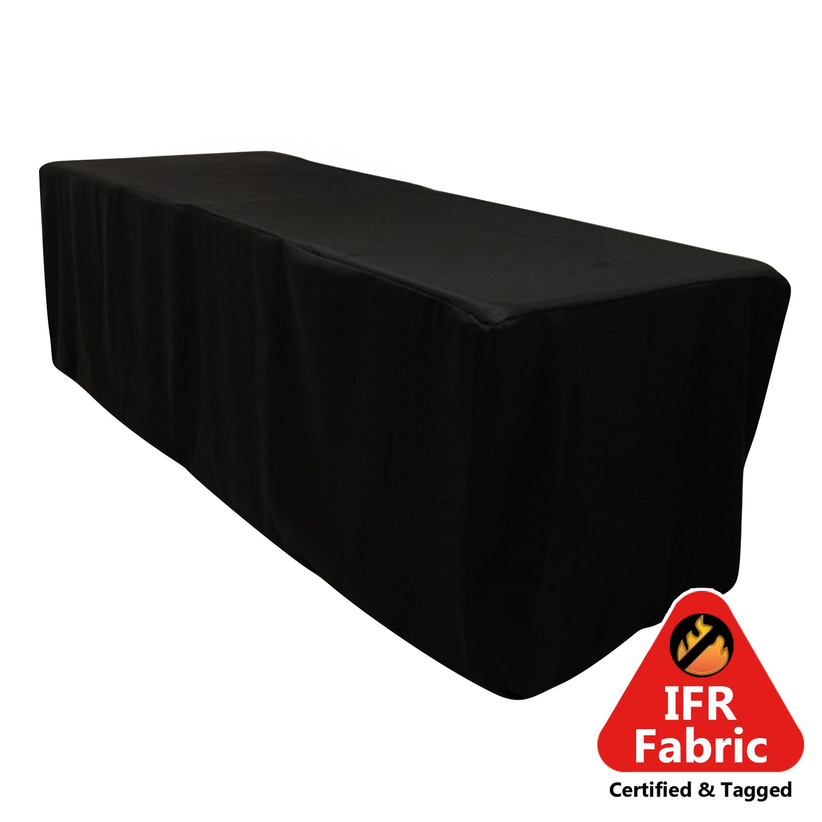 Fire Retardant Premium Polyester 8ft Rectangular Tablecloth Black Fitted High-Performance Table Cover