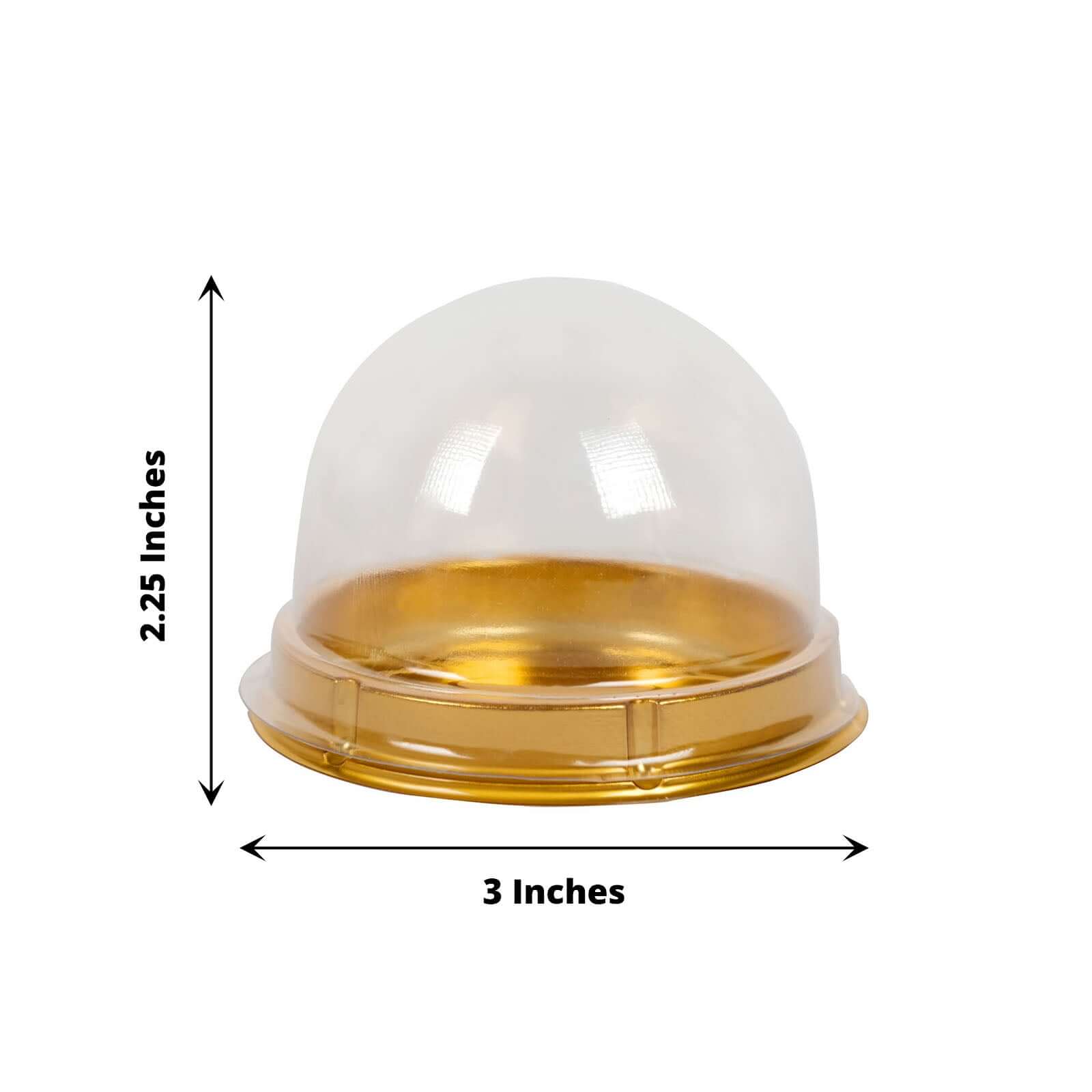 50-Pack Favor Containers Round Dome Design Gold and Clear - Plastic Party Boxes for Cupcakes and Sweets 3