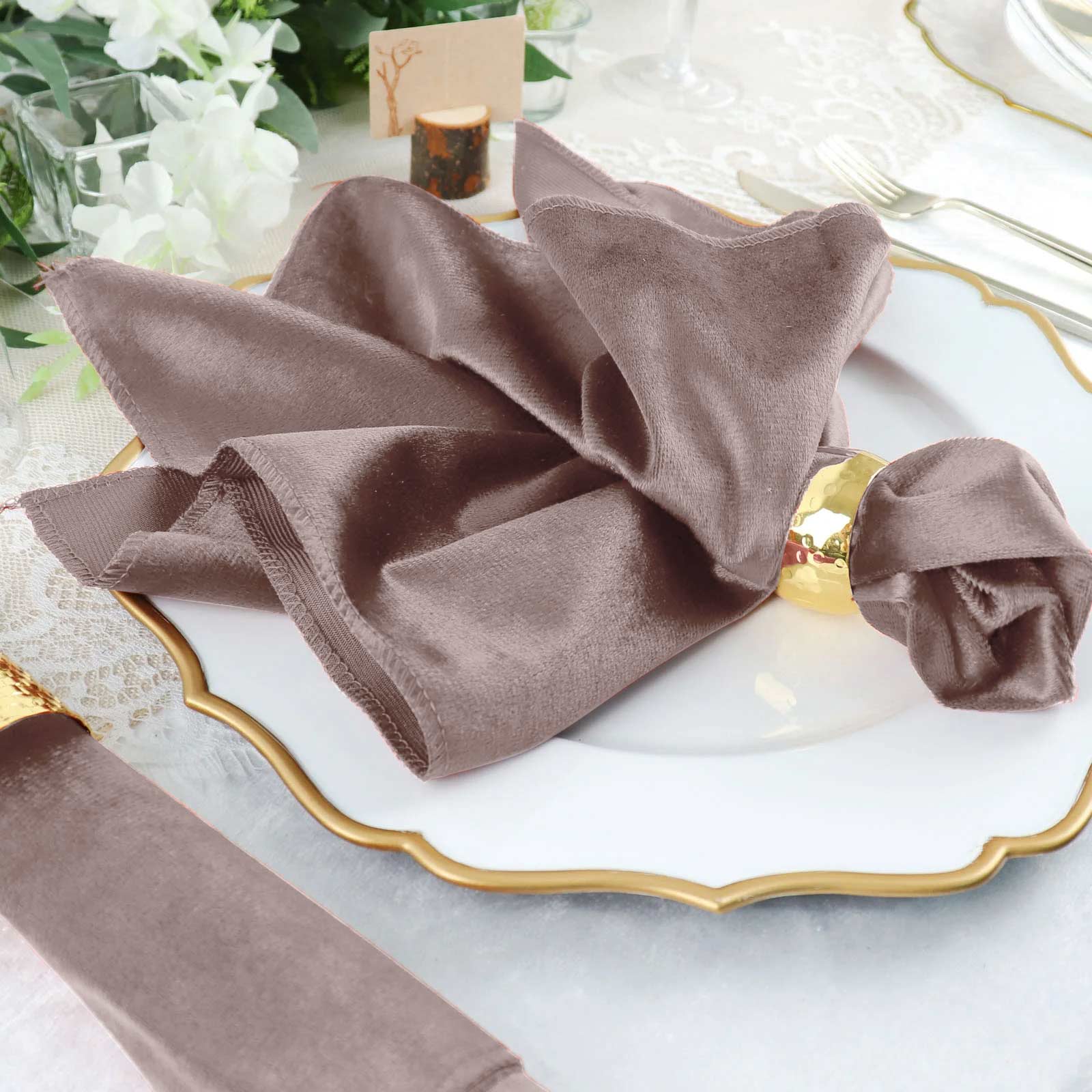 5 Pack Premium Velvet 20x20 Napkins Mauve - Soft Sheen Finish Cloth Napkins