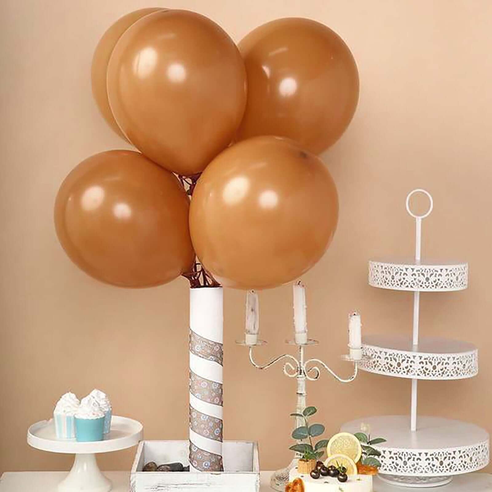 25 Pack 12 Matte Pastel Caramel Helium or Air Latex Party Balloons