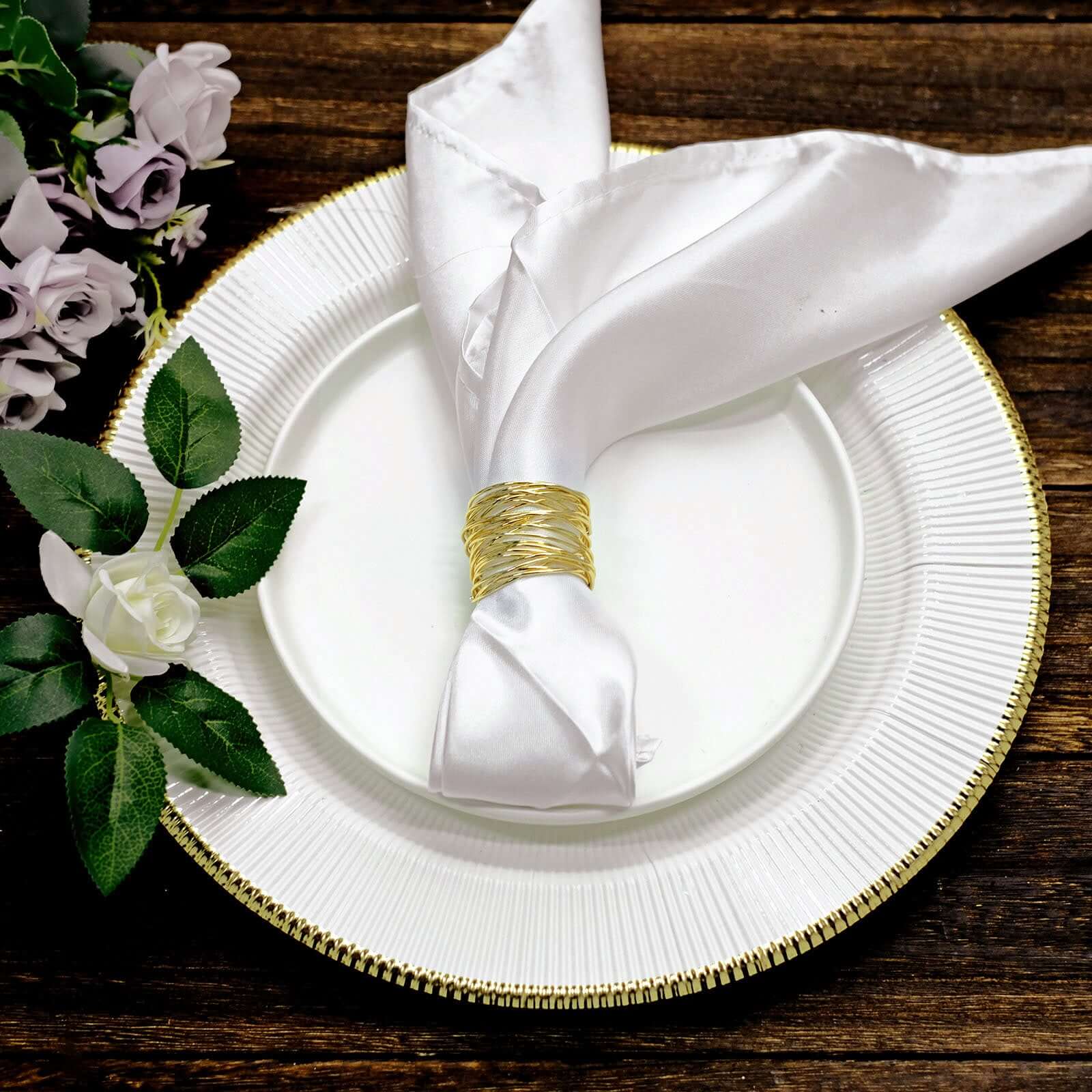 4 Pack Shiny Gold Metal Wire Paper or Cloth Linen Napkin Rings