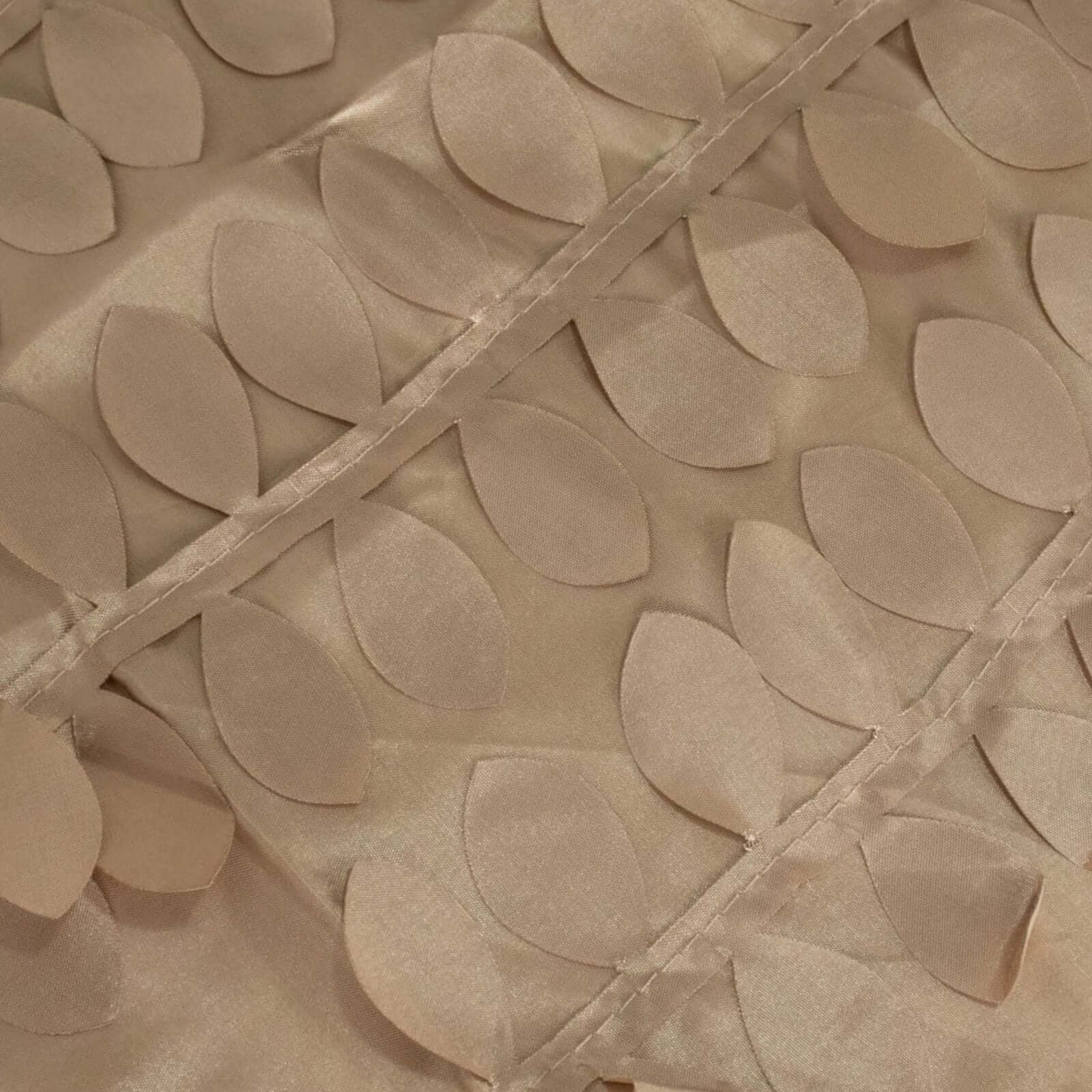 Taffeta 120 Round Tablecloth Taupe Leaf | 3D Leaf Petal Design Seamless Table Cover