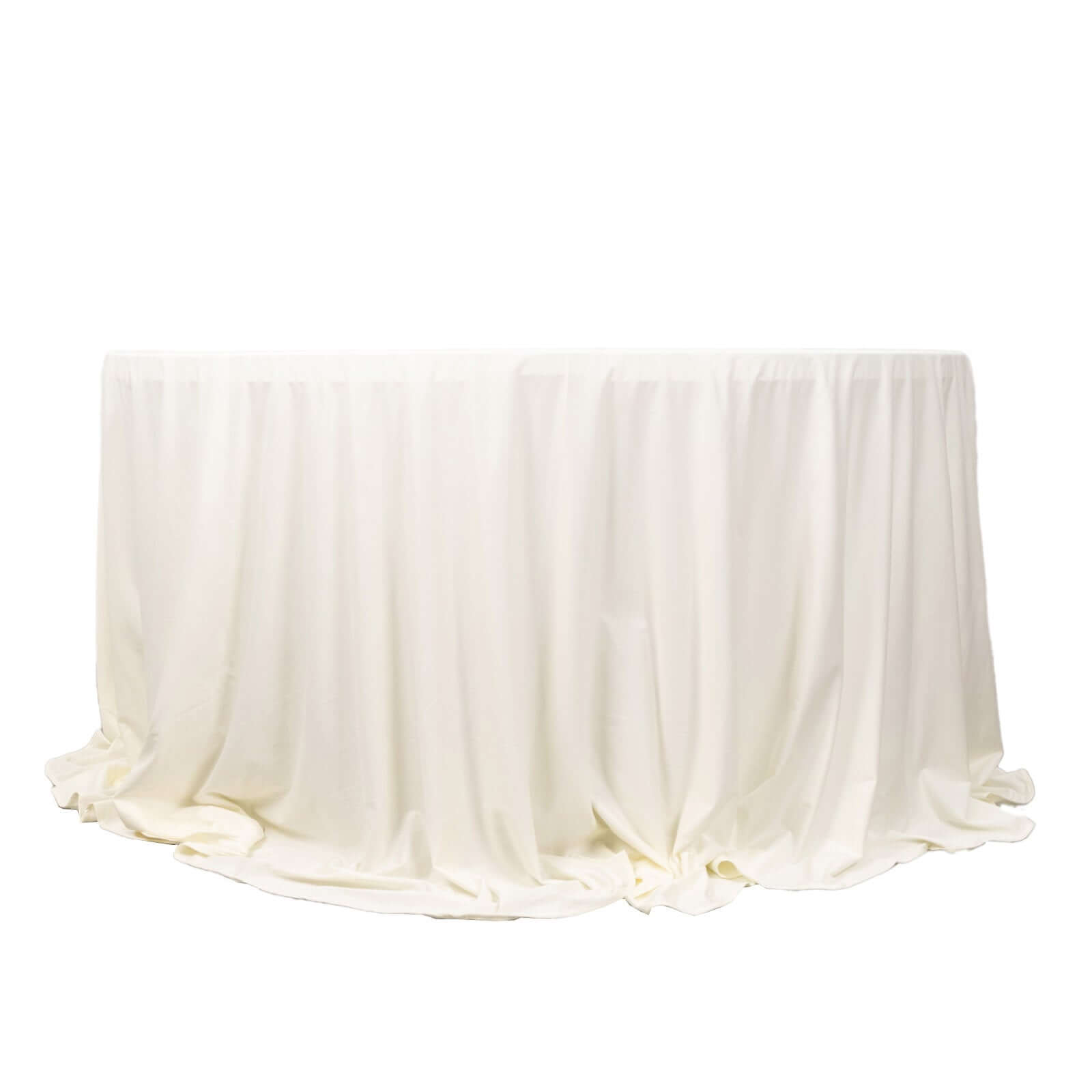 Premium Scuba Round 132 Tablecloth Ivory - Wrinkle Free & Stain Resistant Seamless Table Cover