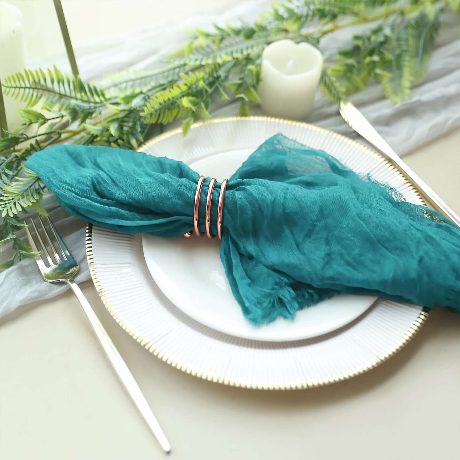 5 Pack Gauze Cheesecloth 24x19 Napkins Peacock Teal Reusable Dinner Napkins