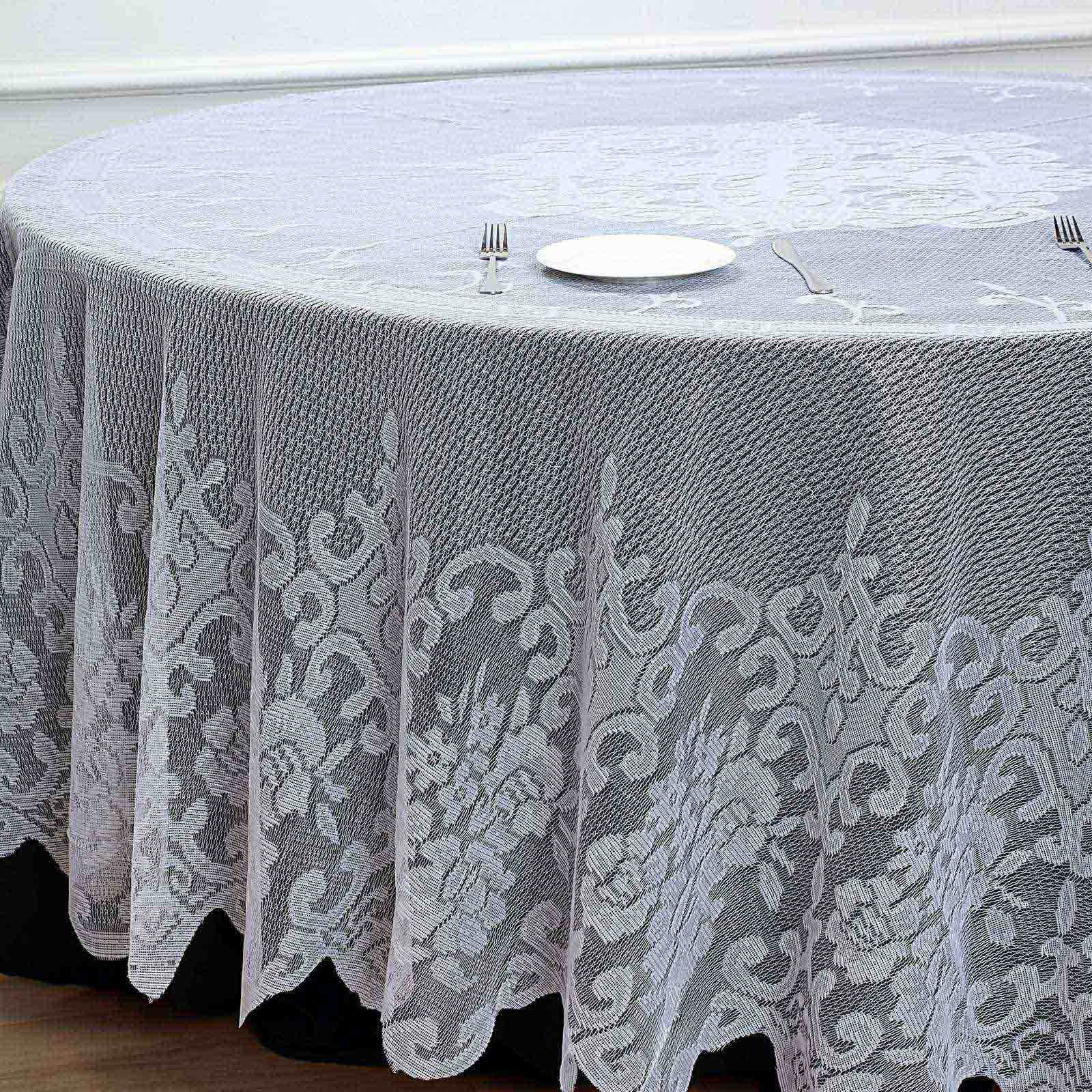 Lace 120 Round Tablecloth White - Seamless Premium Design for Upscale Celebrations