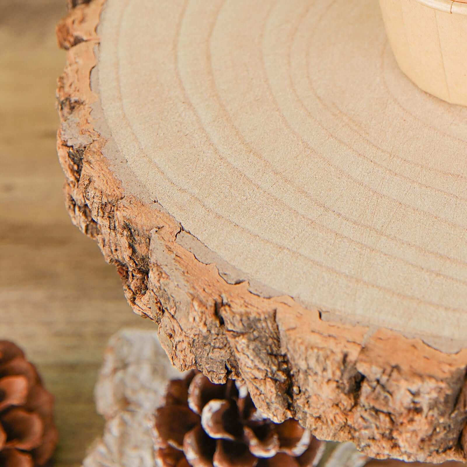 3-Tier Wooden Cheese Board Stand Half Moon Wood Slice Design - Rustic Cupcake Centerpiece 12 Tall