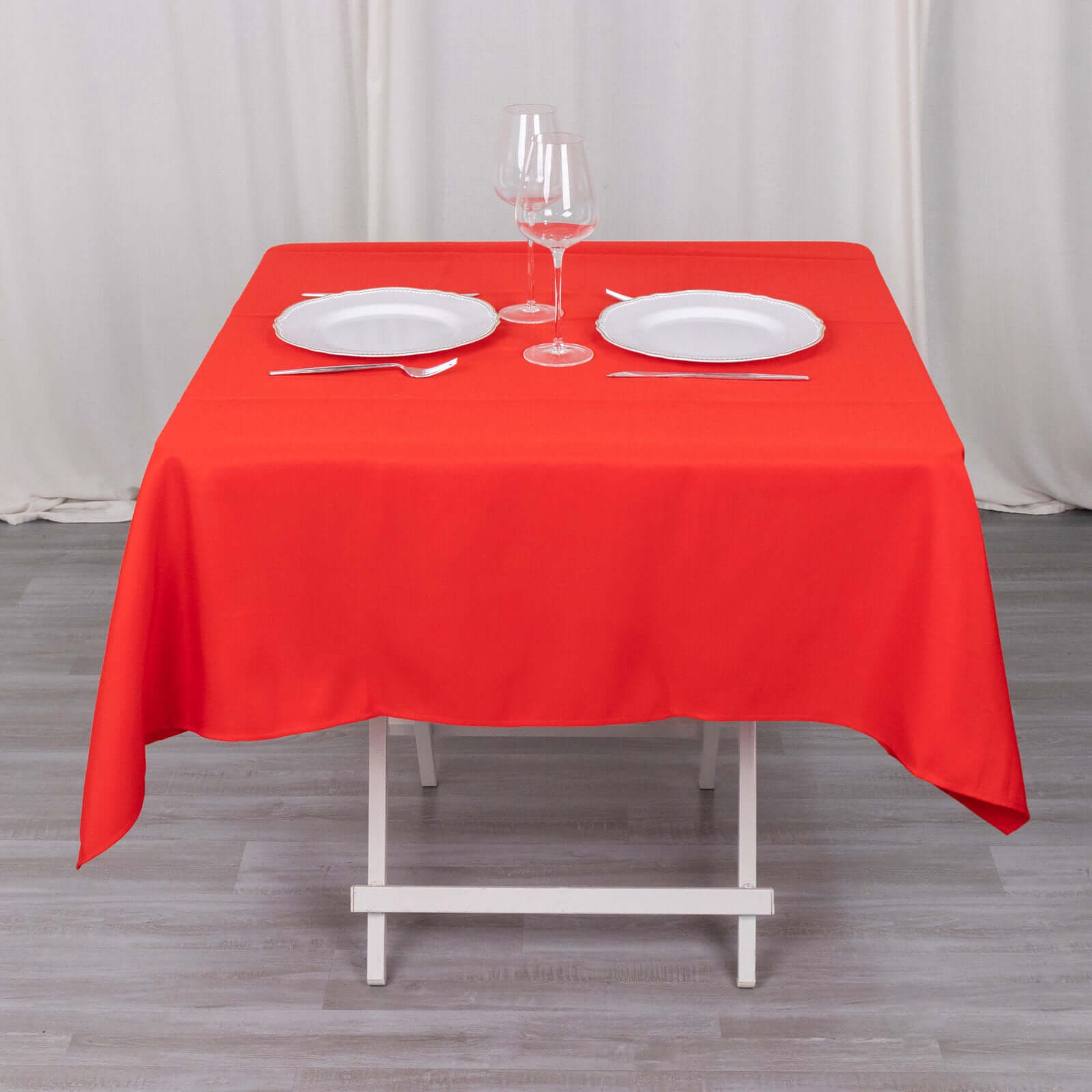 Premium Polyester 54x54 Square Tablecloth Red - Stain and Wrinkle-Resistant 220GSM Table Cover