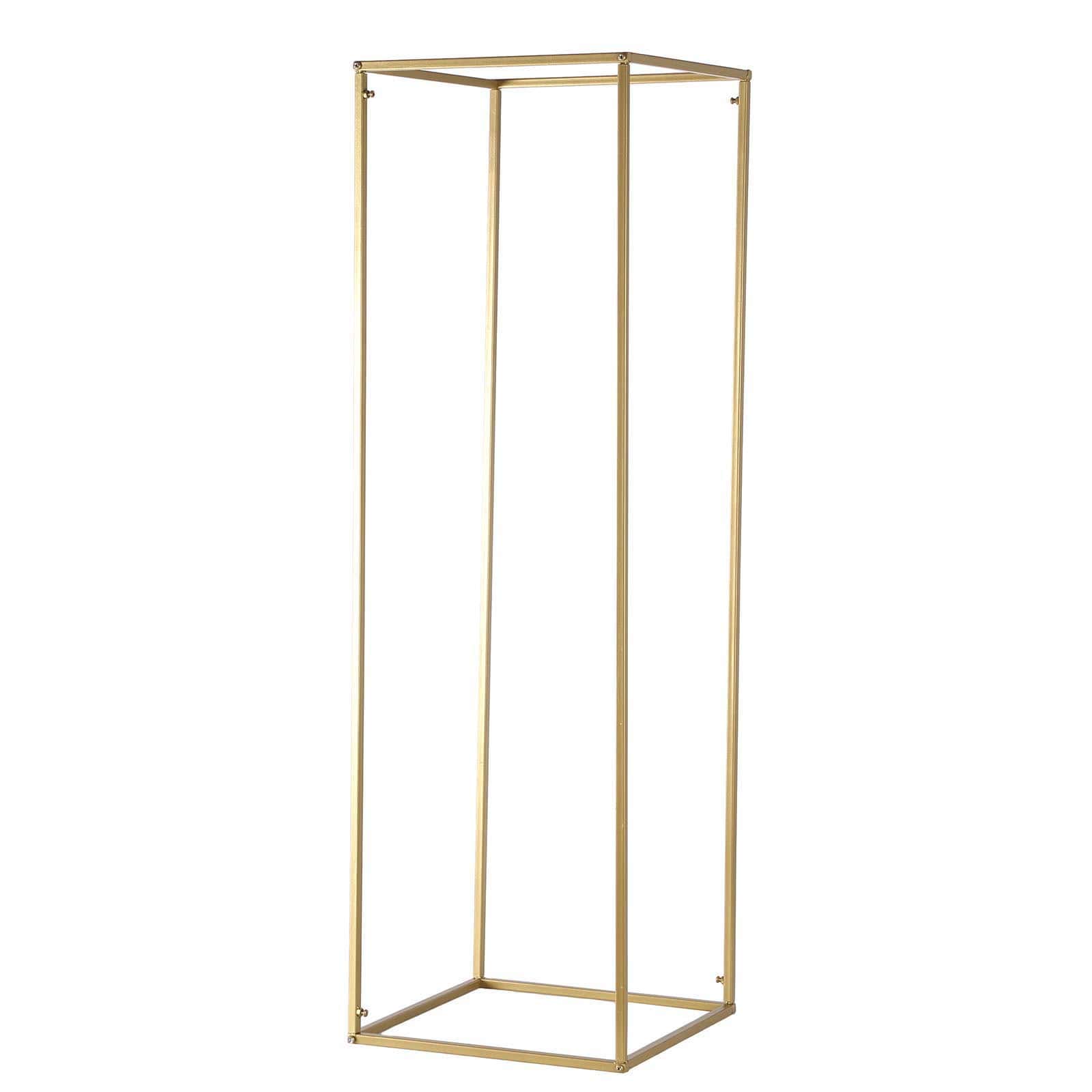 2-Pack Wedding Flower Stand Gold Metal Geometric Column Frame Rectangular - Versatile Floral Pedestal for Sophisticated Arrangements 40