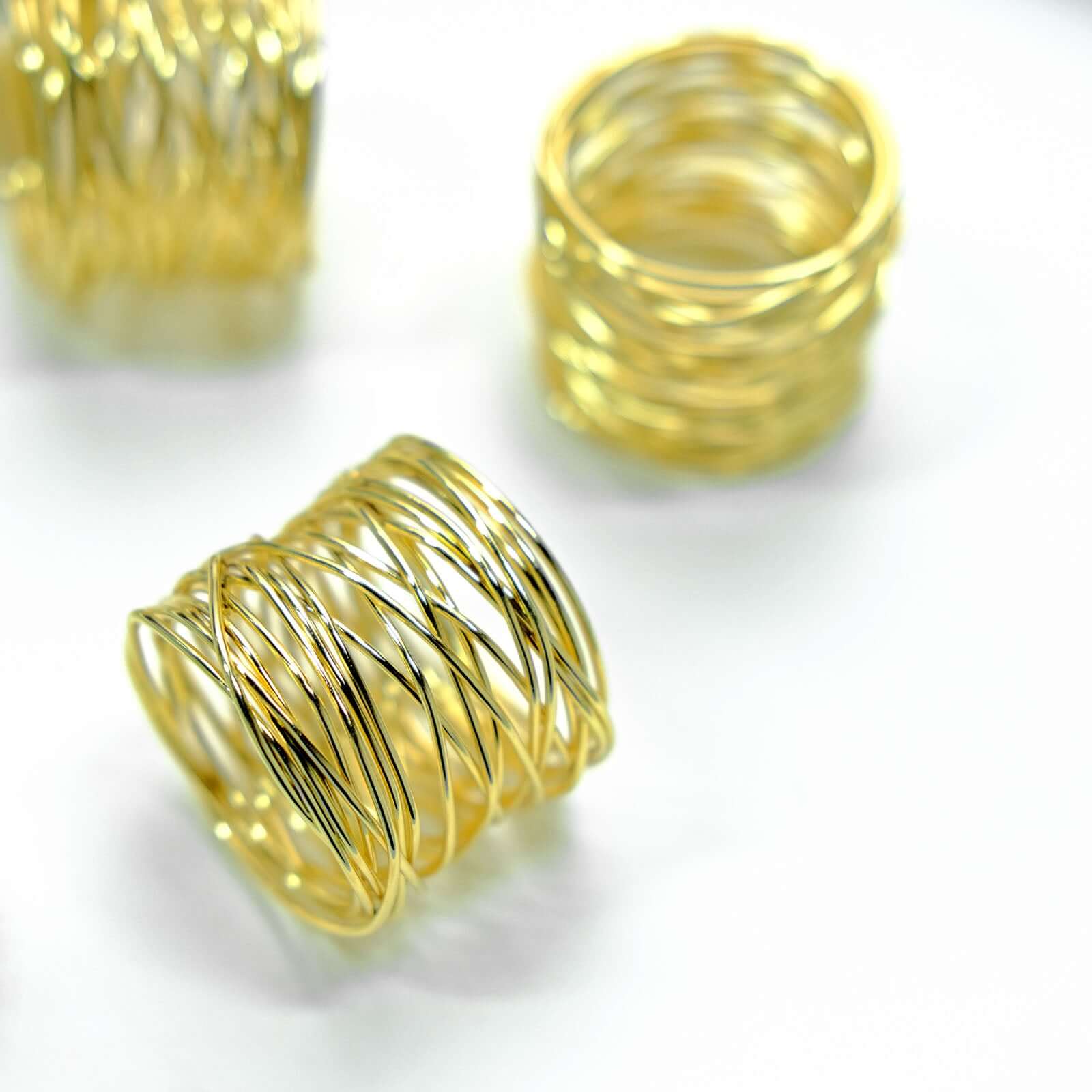 4 Pack Shiny Gold Metal Wire Paper or Cloth Linen Napkin Rings