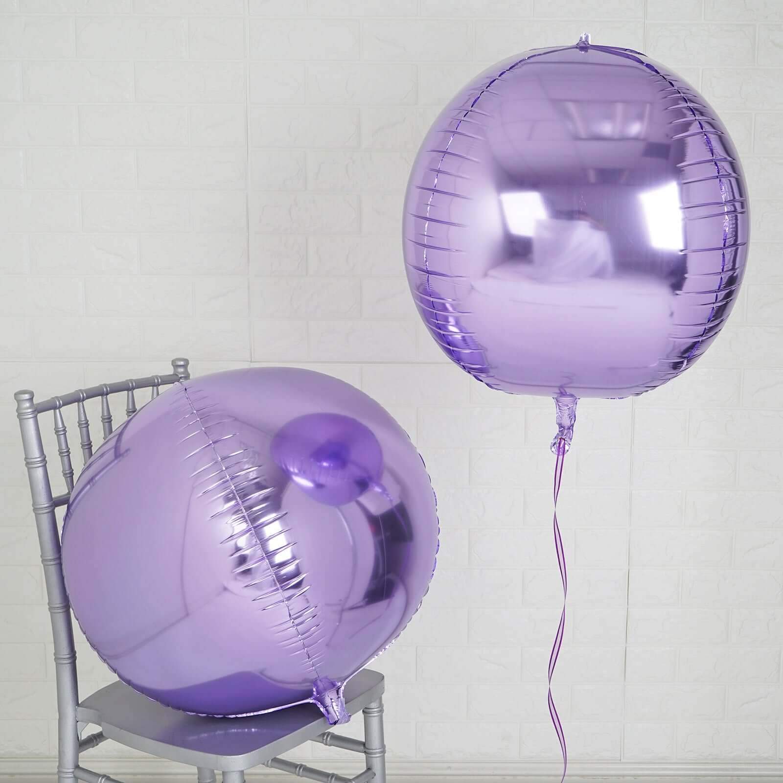 2 Pack 18 4D Lavender Lilac Sphere Mylar Foil Helium or Air Balloons