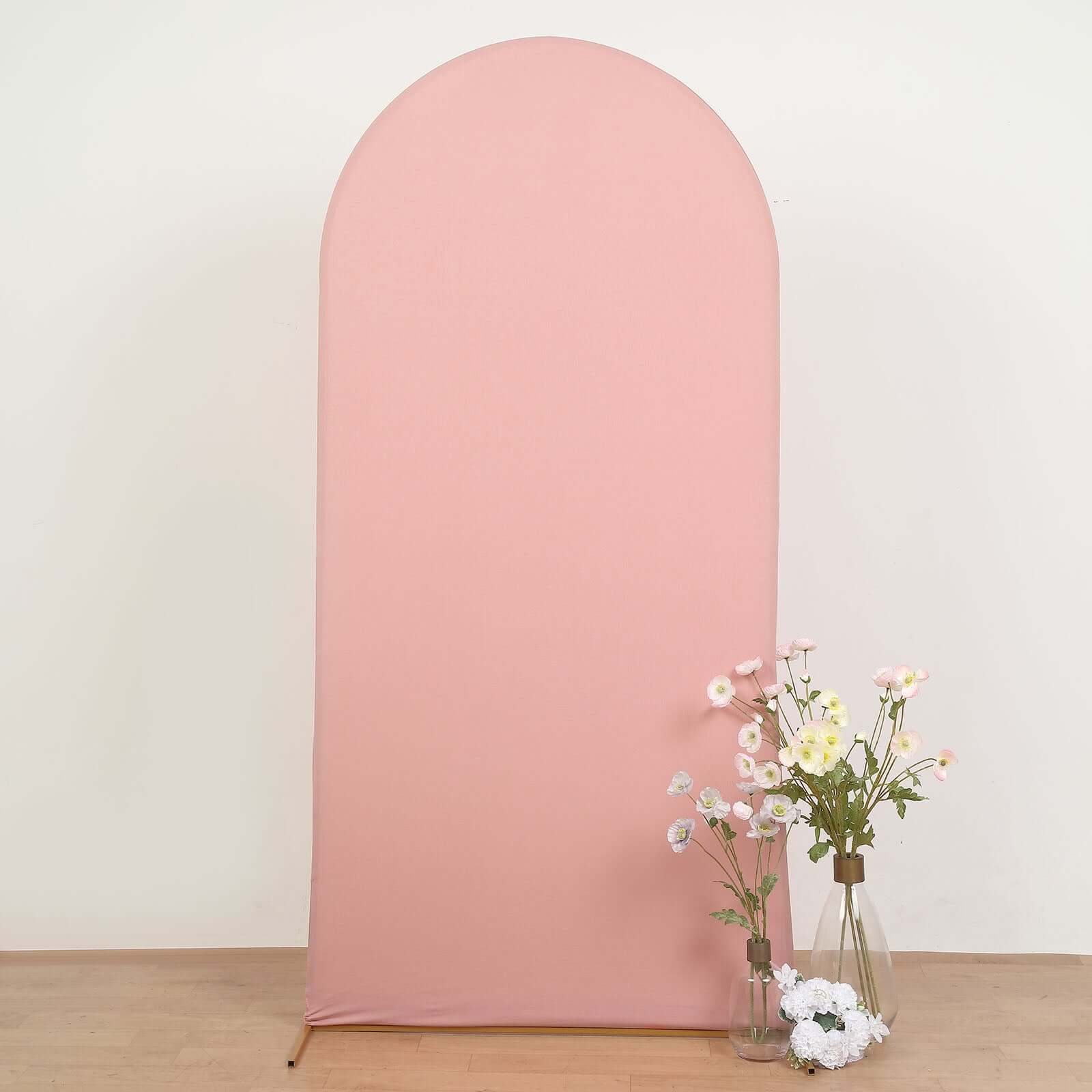 7ft Matte Dusty Rose Spandex Fitted Chiara Backdrop Stand Cover For Round Top Wedding Arch