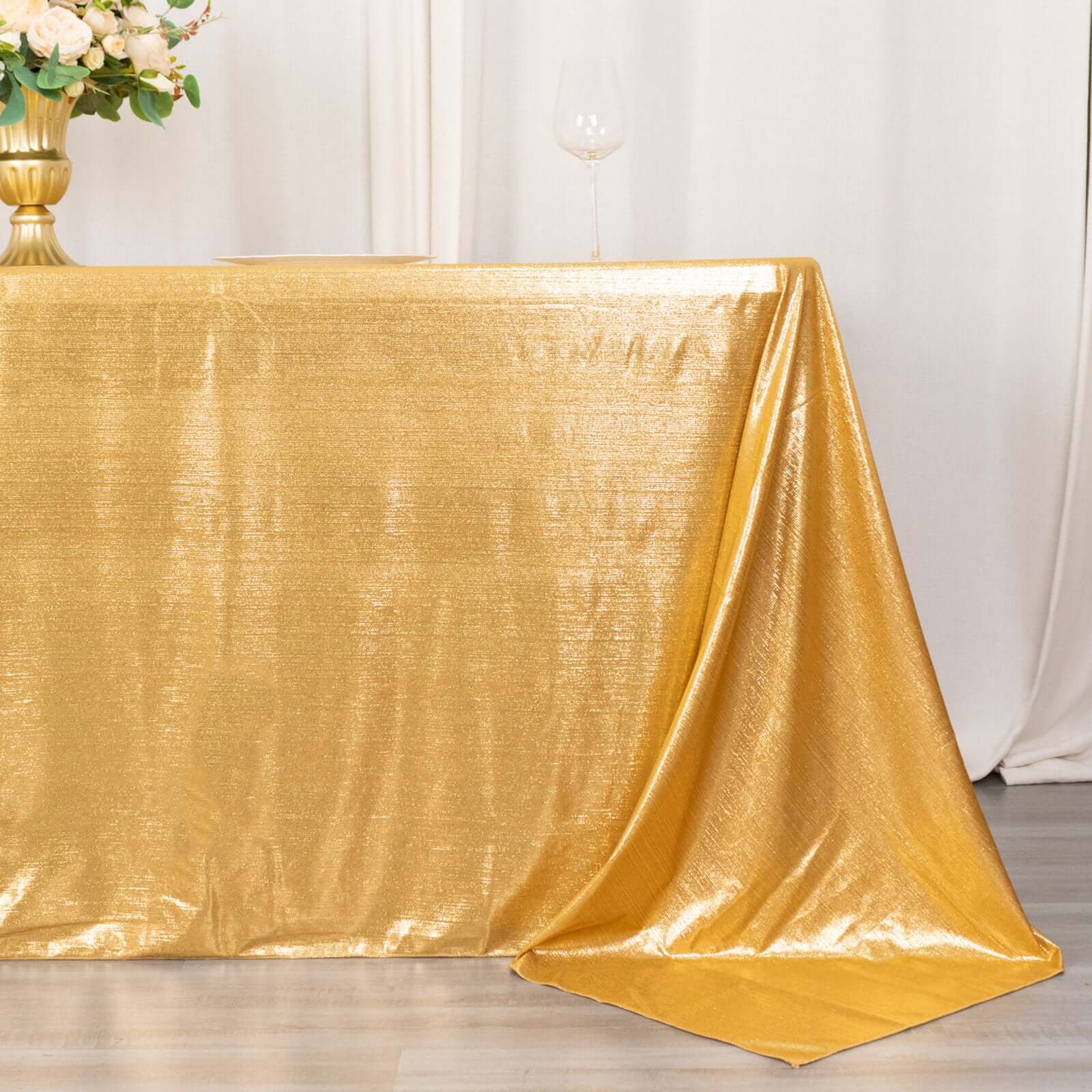 Sequin Dots Polyester 90x132 Rectangle Tablecloth Shimmering Gold - Seamless, Glittering & Wrinkle Free Table Cover for Stylish Event Decor