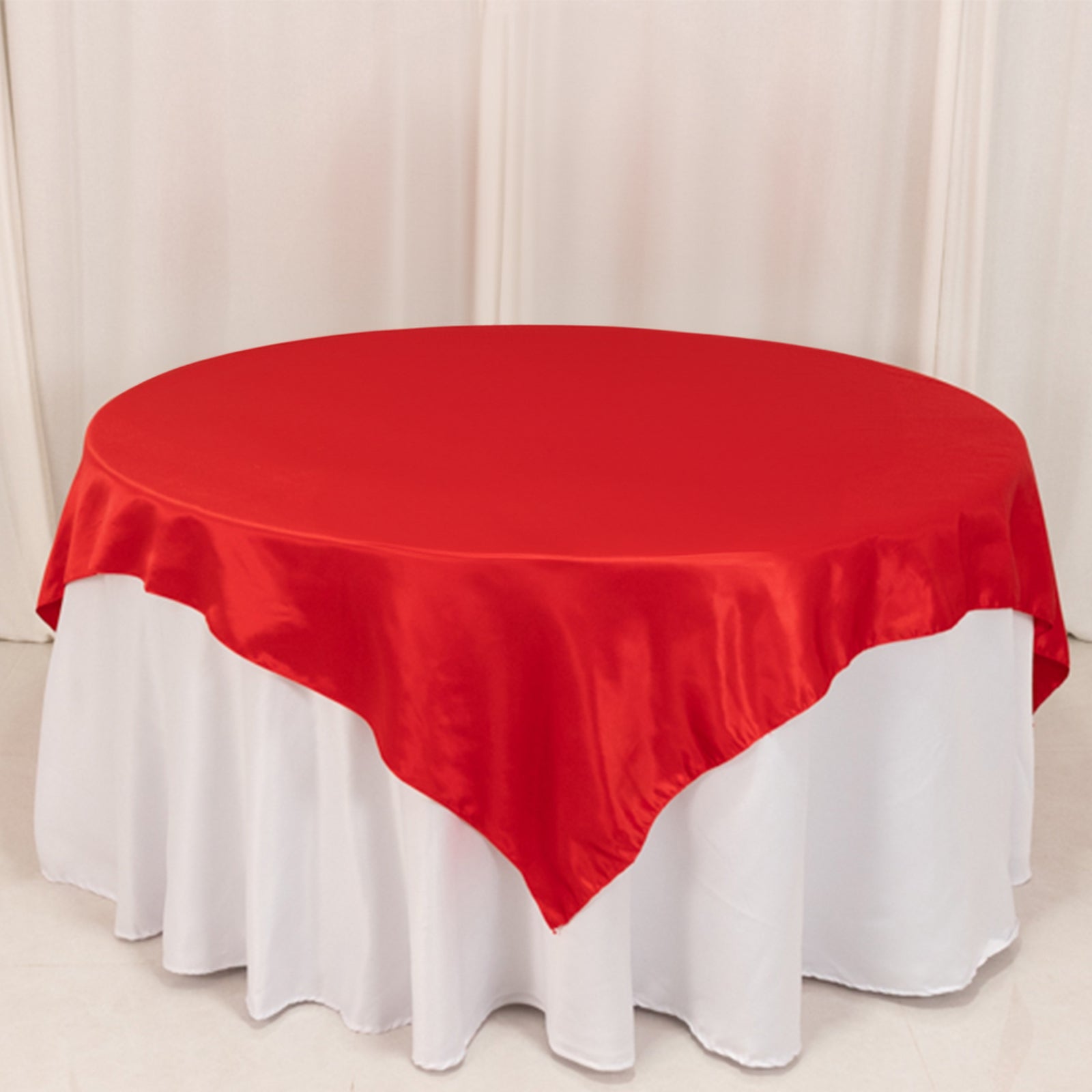 Lamour Satin 72x72 Table Overlay Square Tablecloth Red - Smooth Finish Table Topper