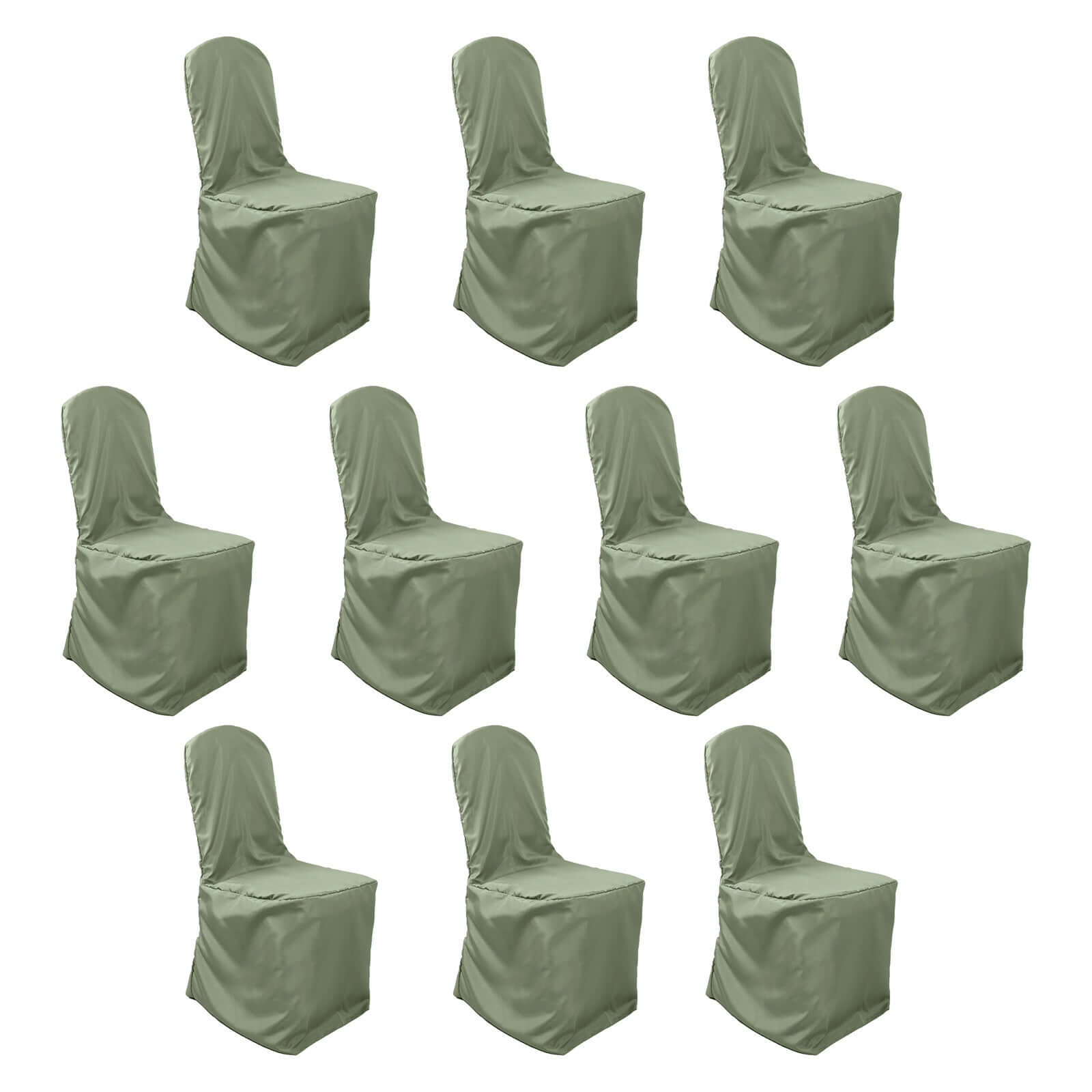 10 Pack Polyester Chair Cover for Banquet Chairs Dusty Sage Green - Stain-Resistant Reusable Slip-On Slipcover