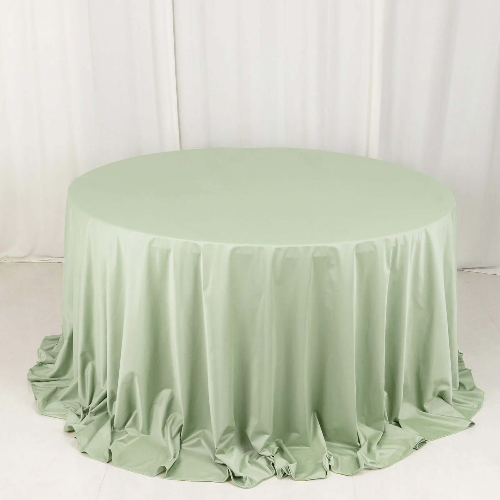 Premium Scuba Round 132 Tablecloth Sage Green - Wrinkle Free & Stain Resistant Seamless Table Cover