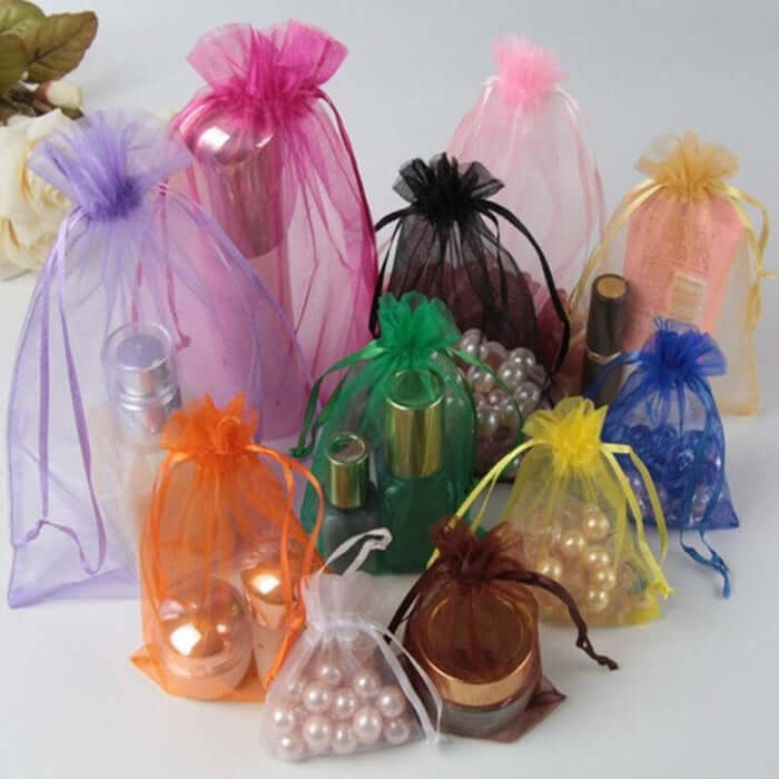 10 Pack 6x9 Silver Organza Drawstring Wedding Party Favor Gift Bag