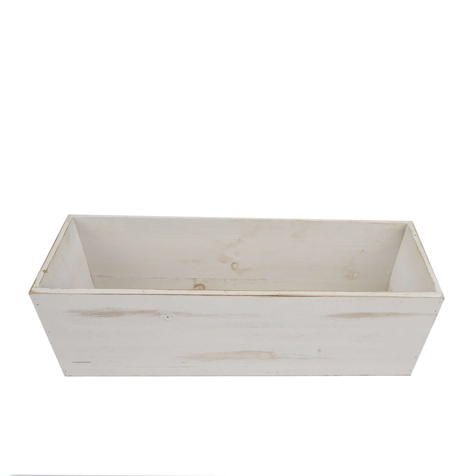 Whitewash Wood Planter Rectangular Box 18x6- Durable Decor with Removable Plastic Liner for Table Displays