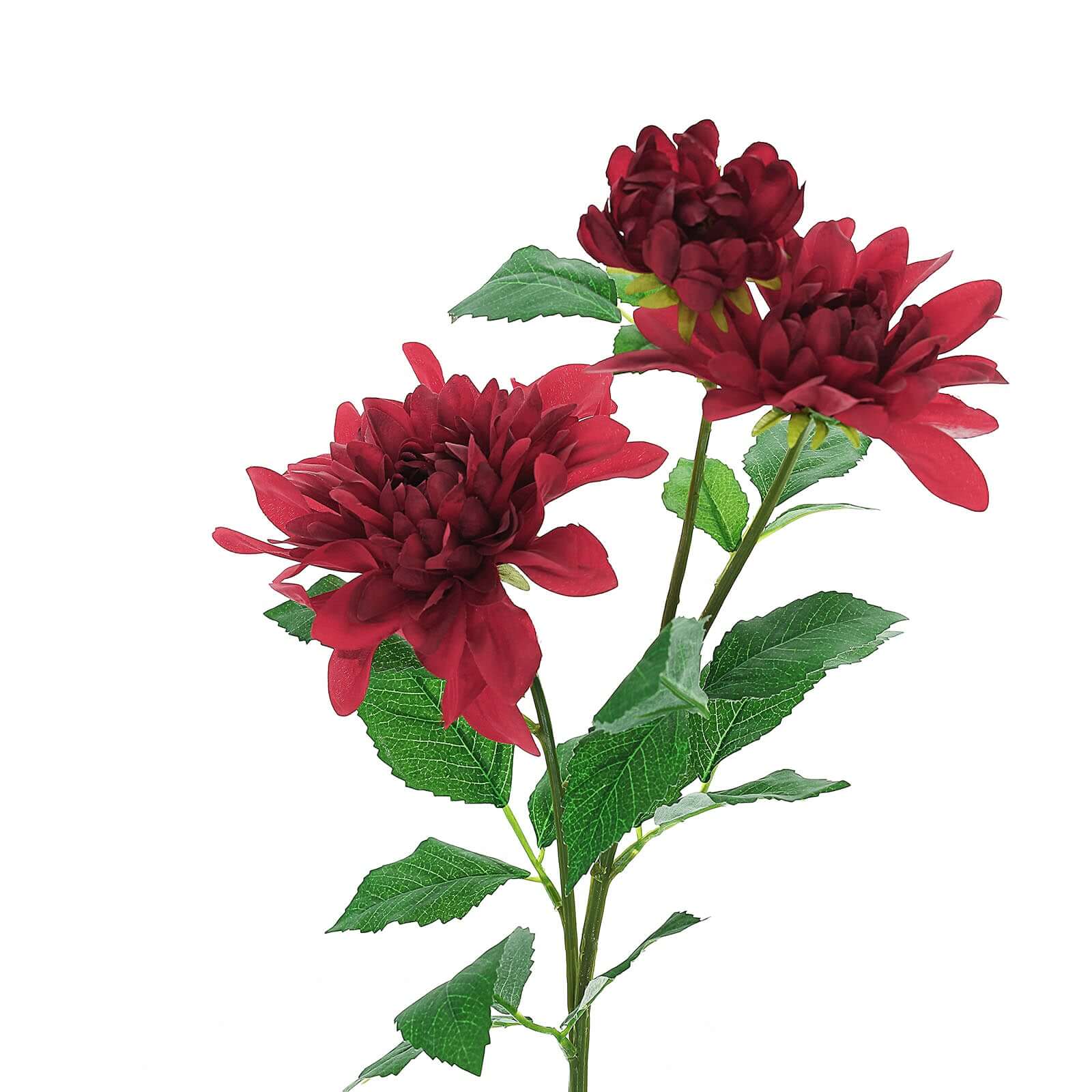 30 Tall Burgundy Artificial Dahlia Silk Flower Stems, Faux Floral Spray