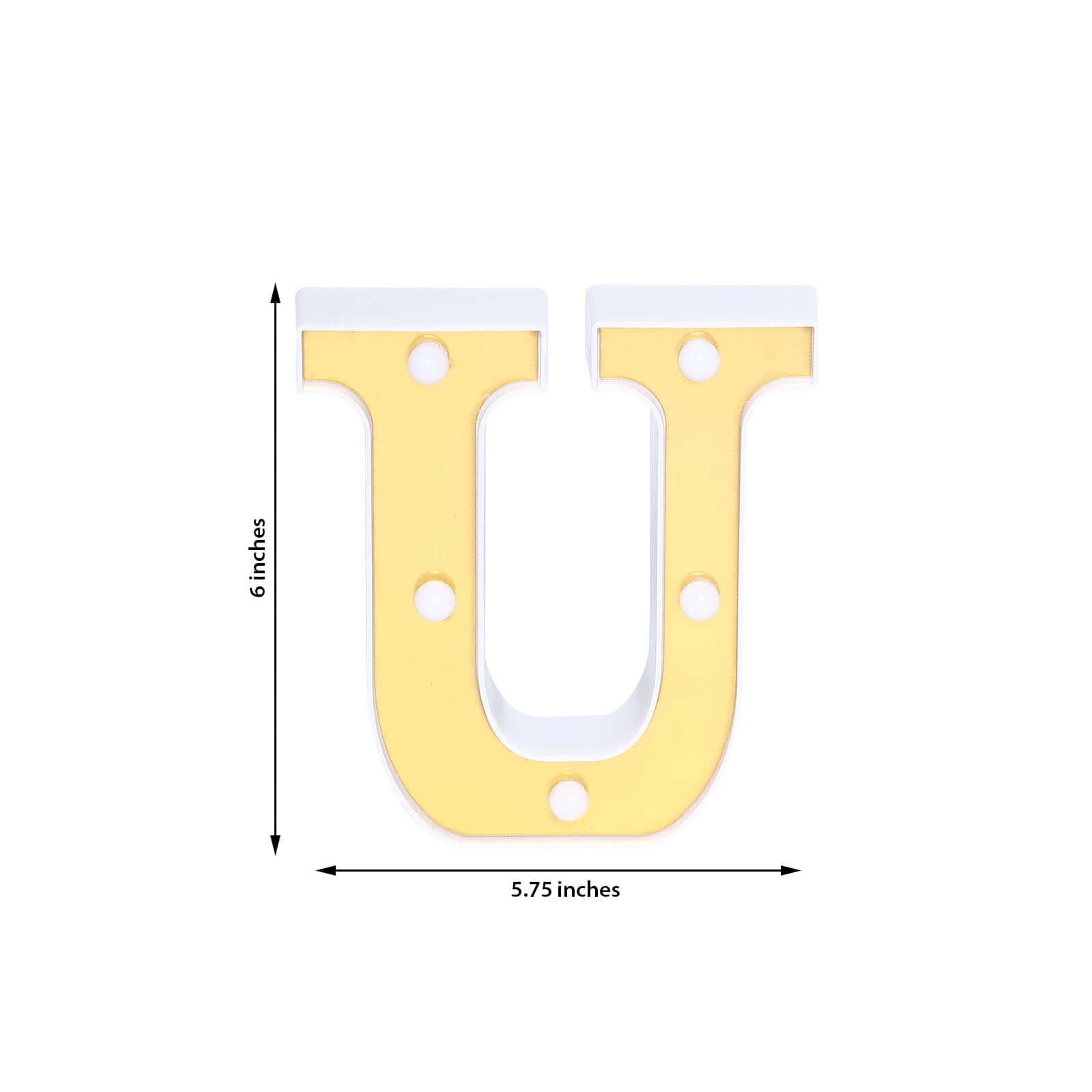 3D Marquee Letter U Warm White 5 LED Lights Gold - Chic Light-Up Decor for Events 6