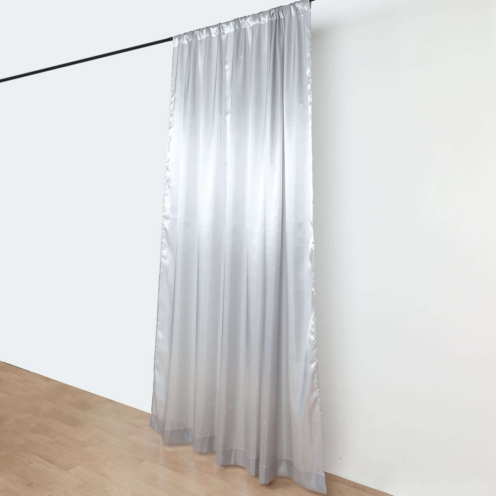 8ftx10ft Silver Satin Event Curtain Drapes, Backdrop Event Panel