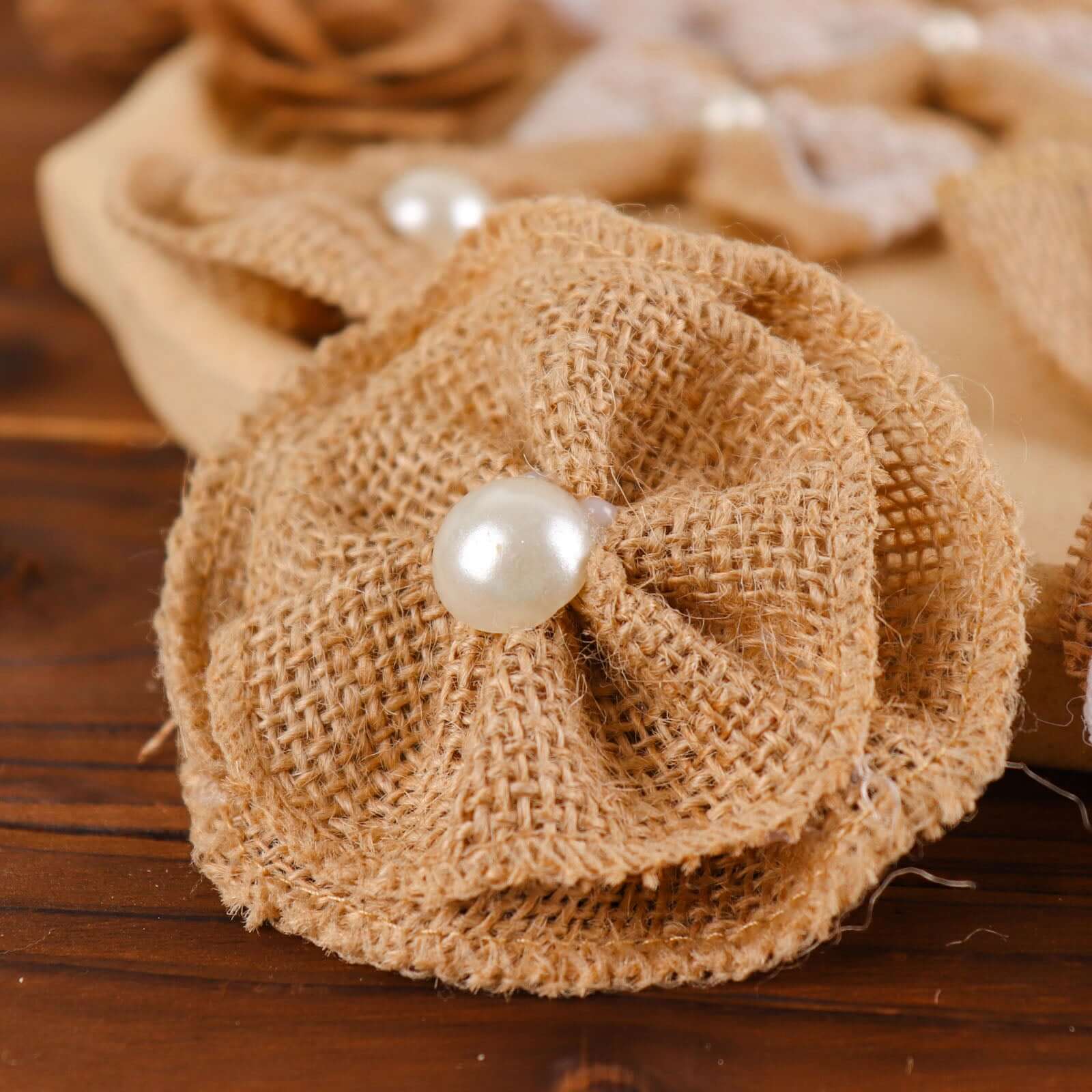 24 Pcs Natural Burlap Flower and Bows Set w Lace Ribbon Craft Supplies, DIY Jute Stick On Ribbon and Bows, 30 Sticker Dots Included, 8 Assorted Styles