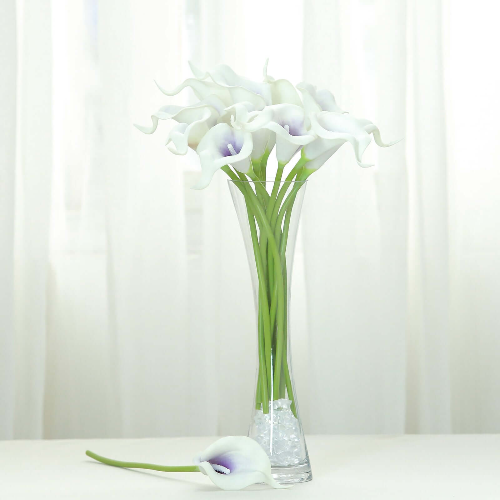 20 Stems 14 White Purple Artificial Poly Foam Calla Lily Flowers