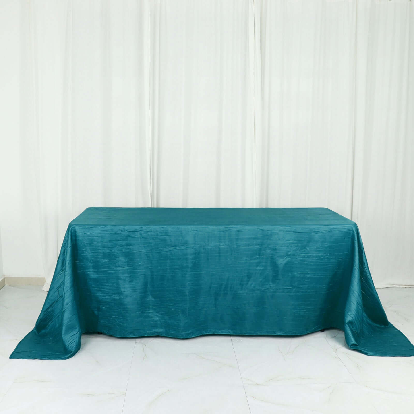 Taffeta 90x132 Rectangle Tablecloth Teal - Seamless Accordion Crinkle Table Cover