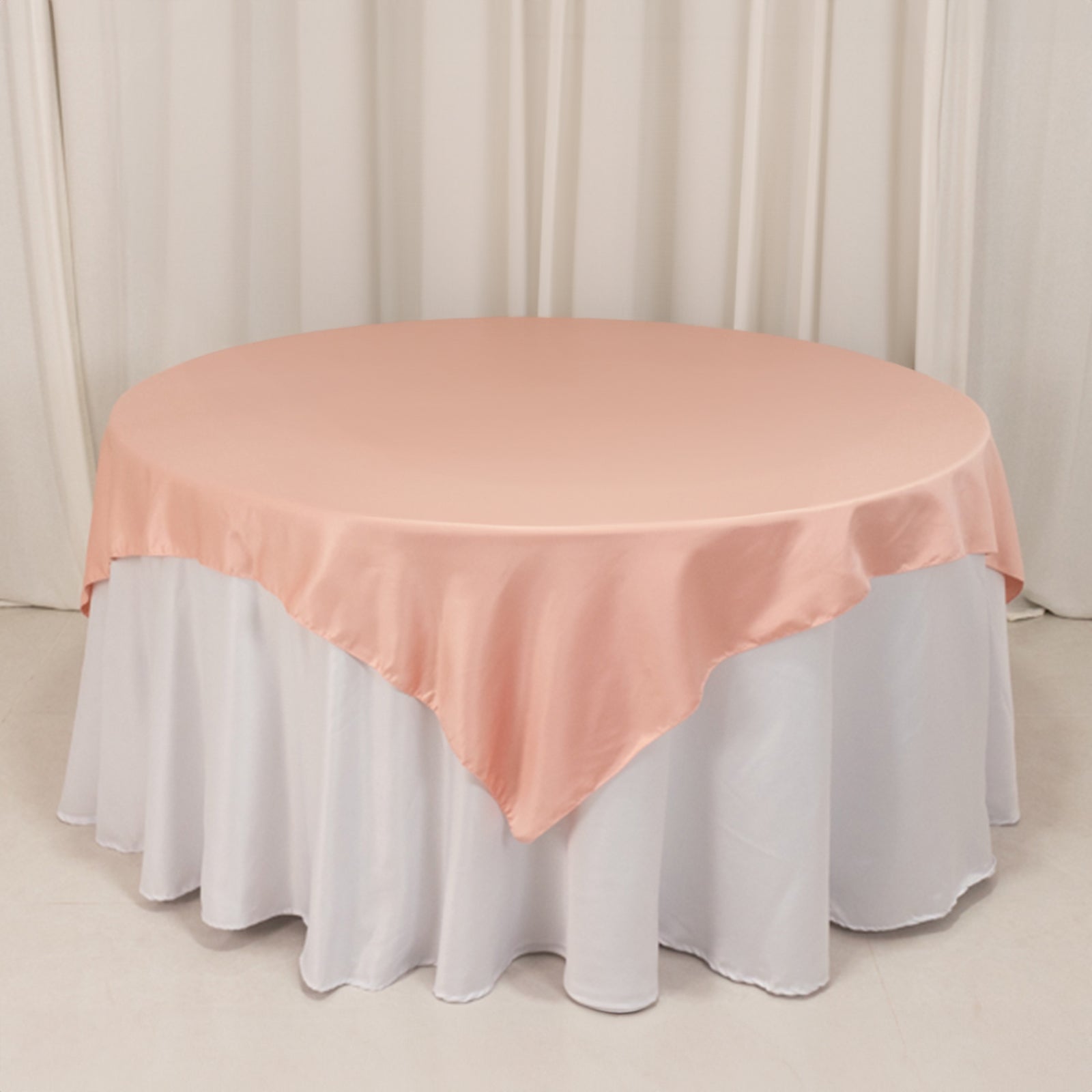 Lamour Satin 72x72 Table Overlay Square Tablecloth Dusty Rose - Smooth Finish Table Topper