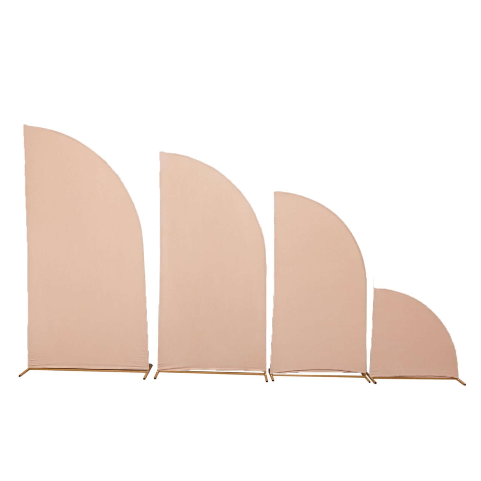 Set of 4 Matte Nude Spandex Half Moon Chiara Backdrop Stand Covers, Custom Fitted Wedding Arch Covers - 2.5ft,5ft,6ft,7ft