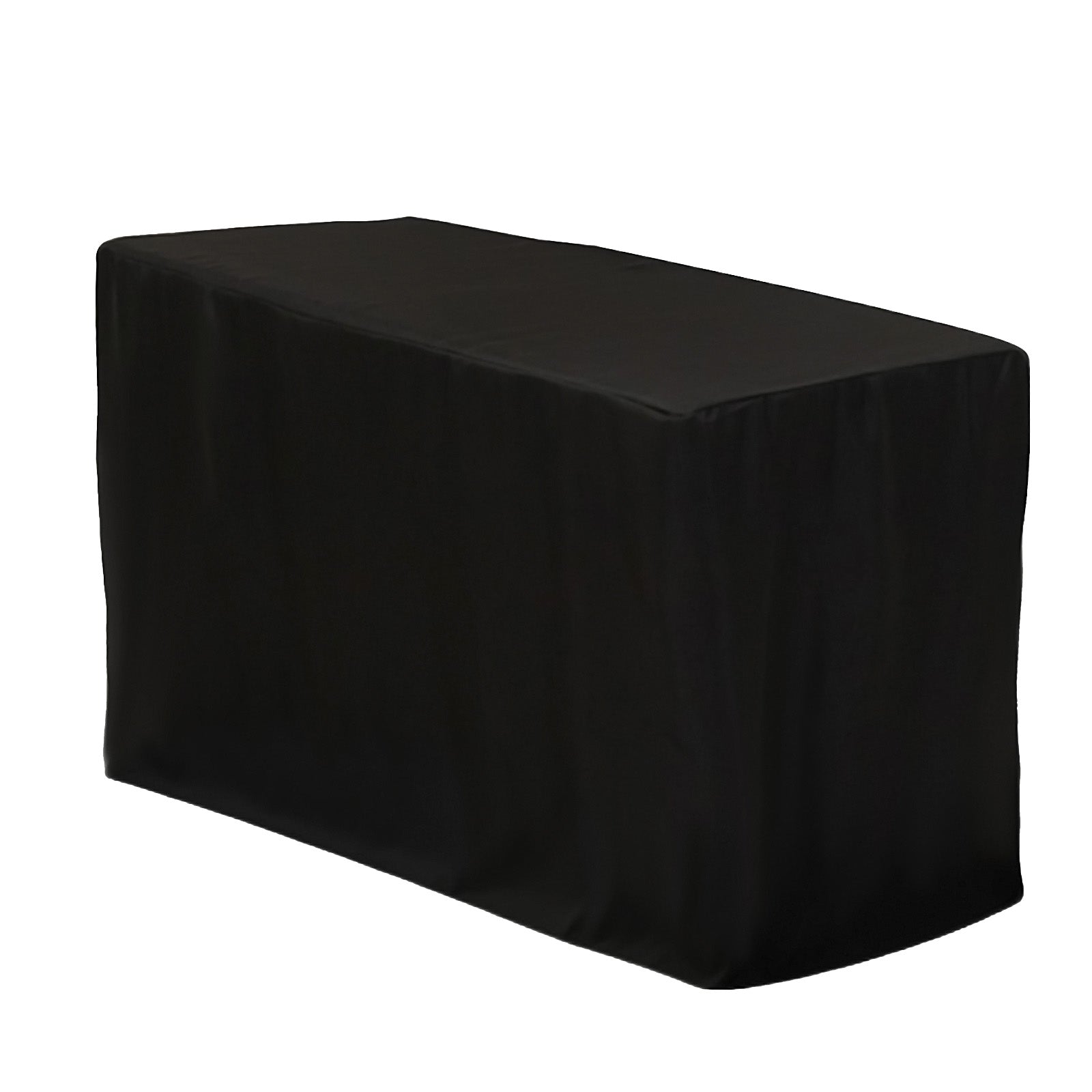 Fitted Polyester 48x24x42 Rectangle Tablecloth Black - Snug Fit for Elevated Tables