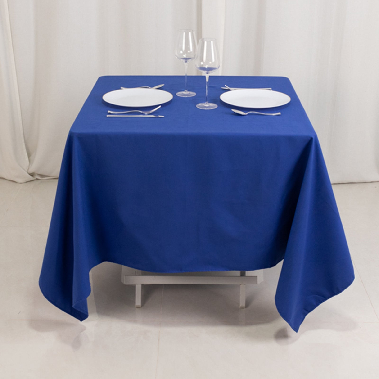 Cotton Blend 70x70 Square Tablecloth Royal Blue - Wrinkle-Resistant Fabric Table Cover